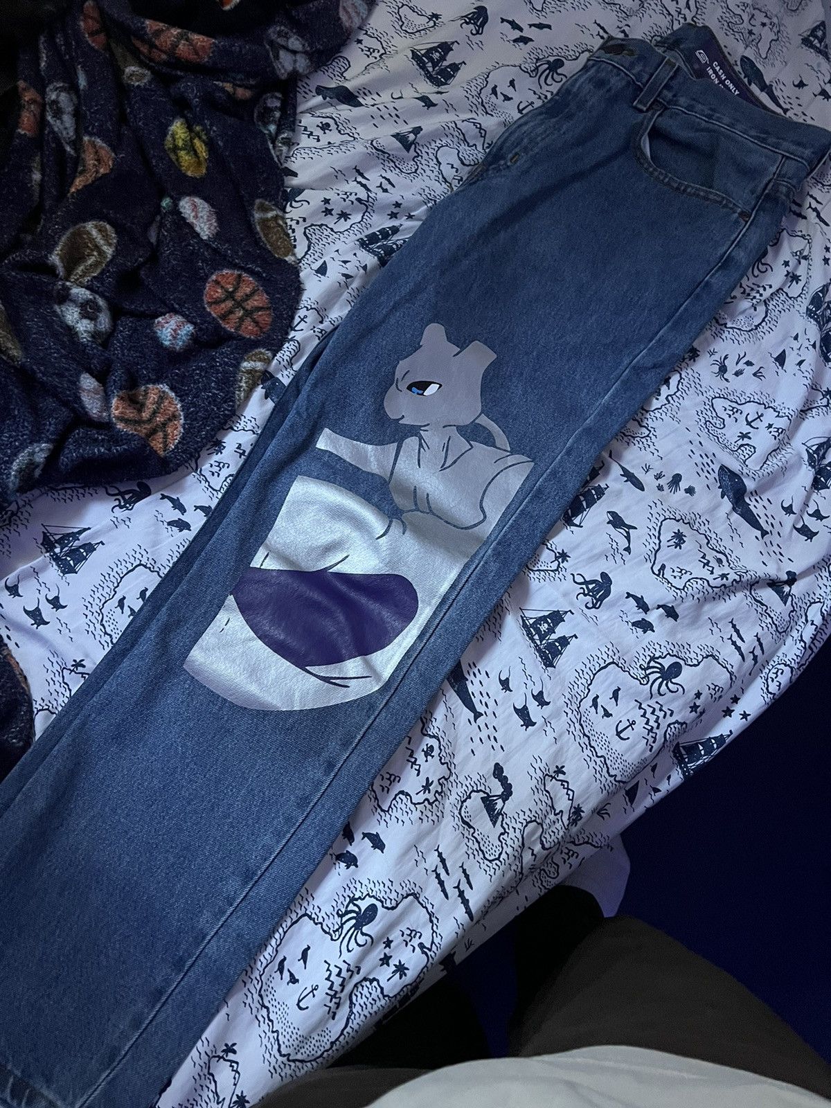 Designer × Pokemon Custom Designer Pokémon jeans Size US 32 / EU 48 - 1 Thumbnail