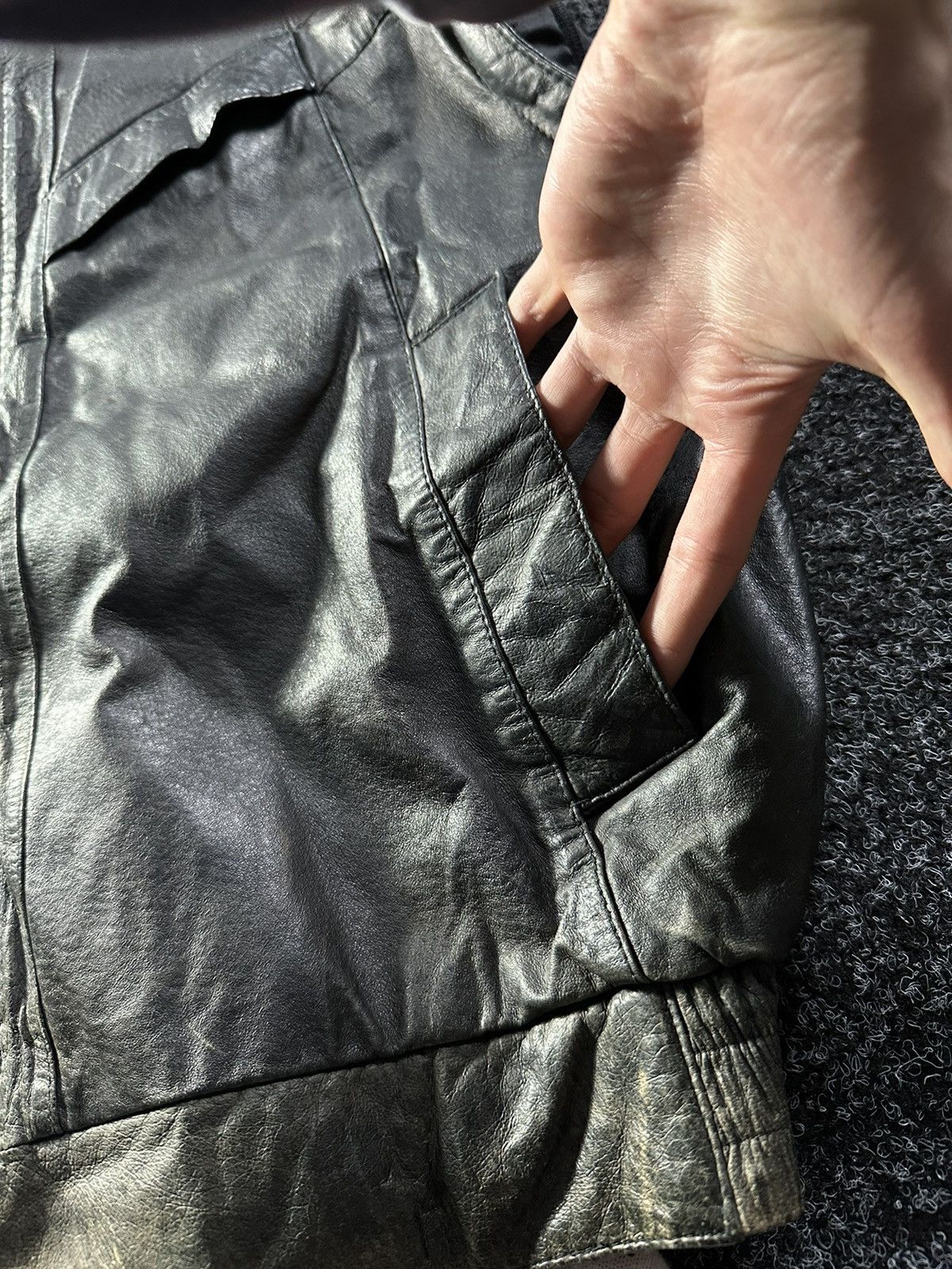 Vintage 🚨Vintage 90s Leather Biker Jacket-West Style Maison Margiela Size US M / EU 48-50 / 2 - 8 Thumbnail