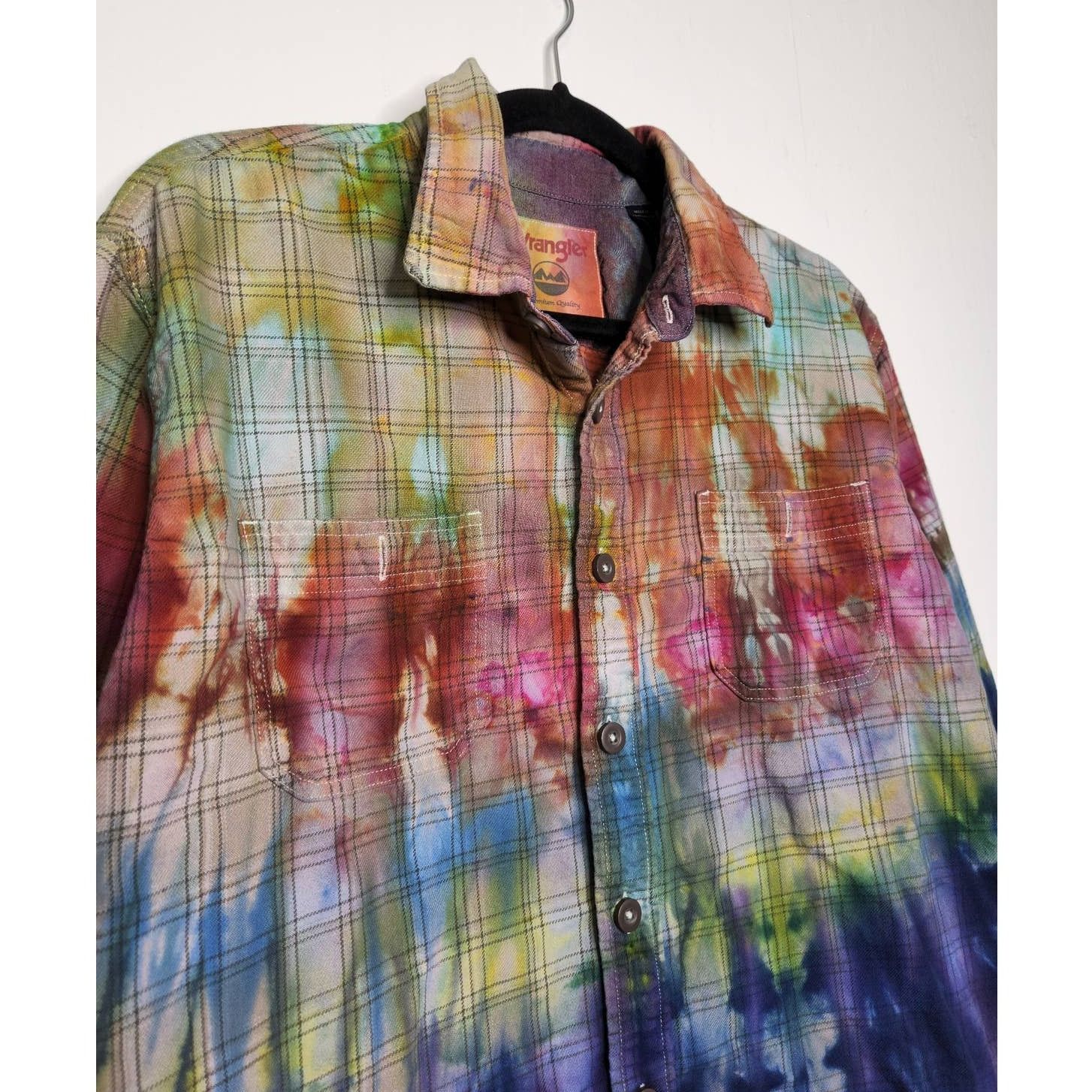 Wrangler Wrangler Button Flannel Plaid Custom Ice Tie Dye Shirt Size US L / EU 52-54 / 3 - 3 Thumbnail