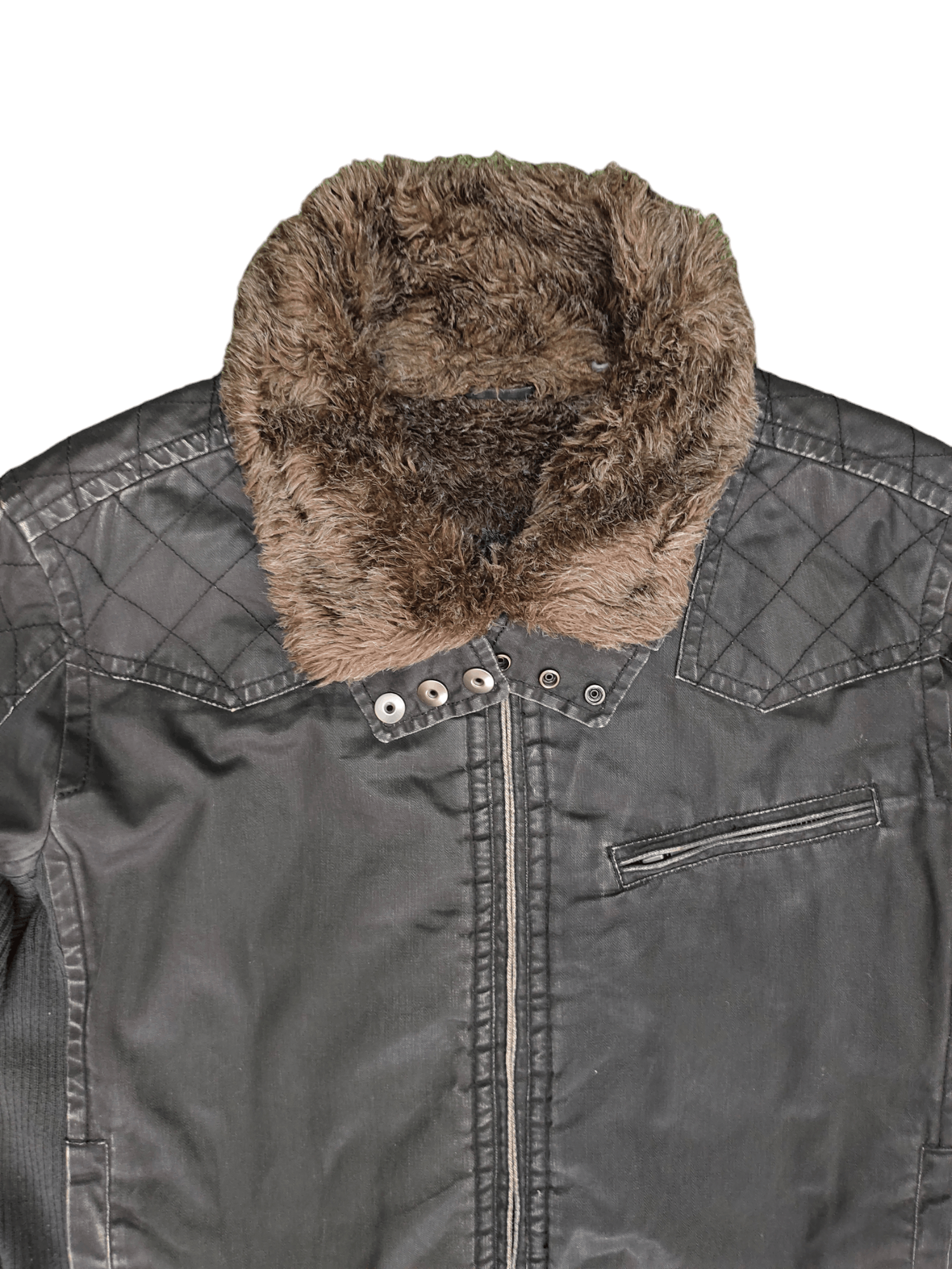 Chevignon Chevignon Waxed Faux Fur Zip Jacket Ifsixwanine lgb Style Size US L / EU 52-54 / 3 - 3 Thumbnail