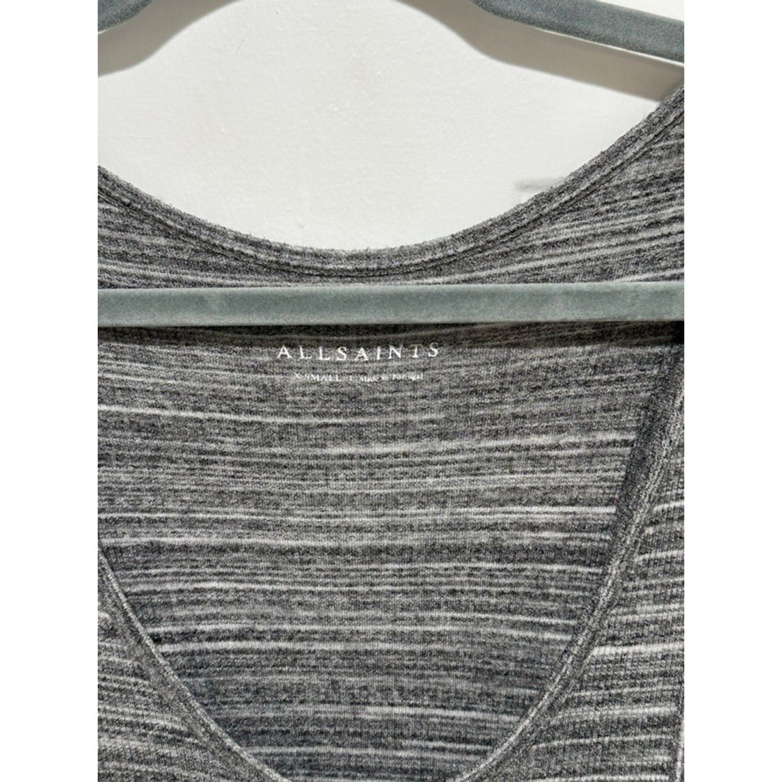 Allsaints AllSaints Iman Tank Top XS Gray Ribbed Knit Scoop Neck Race Size XS / US 0-2 / IT 36-38 - 2 Thumbnail