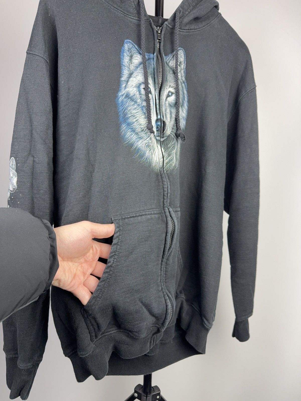 Vintage 00s Rock Eagle Wolf Print Zip Hoodie With Graphic Sleeves Size US L / EU 52-54 / 3 - 10 Thumbnail