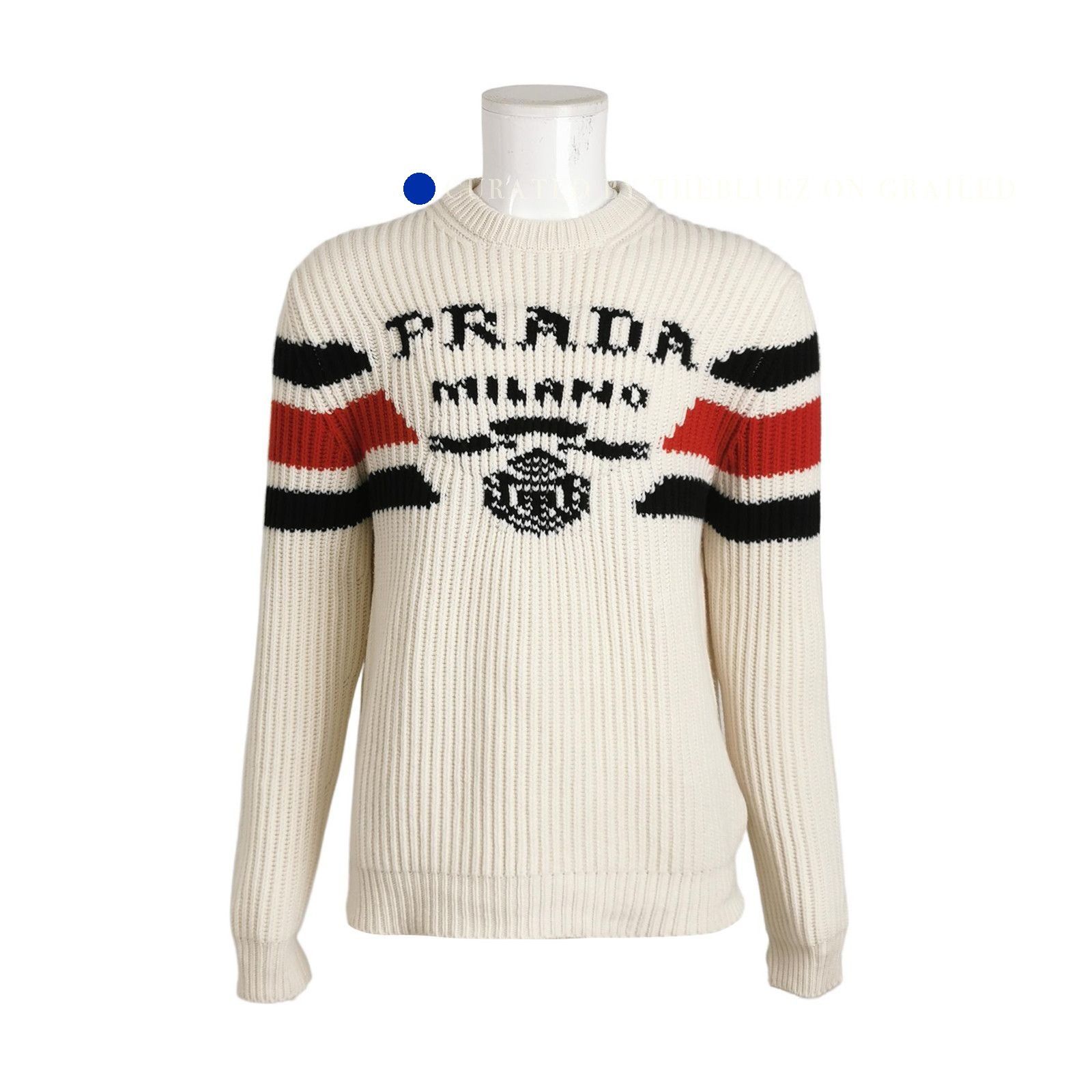 Prada Cozy Cashmere Logo Sweater in White Size US L / EU 52-54 / 3 - 1 Thumbnail