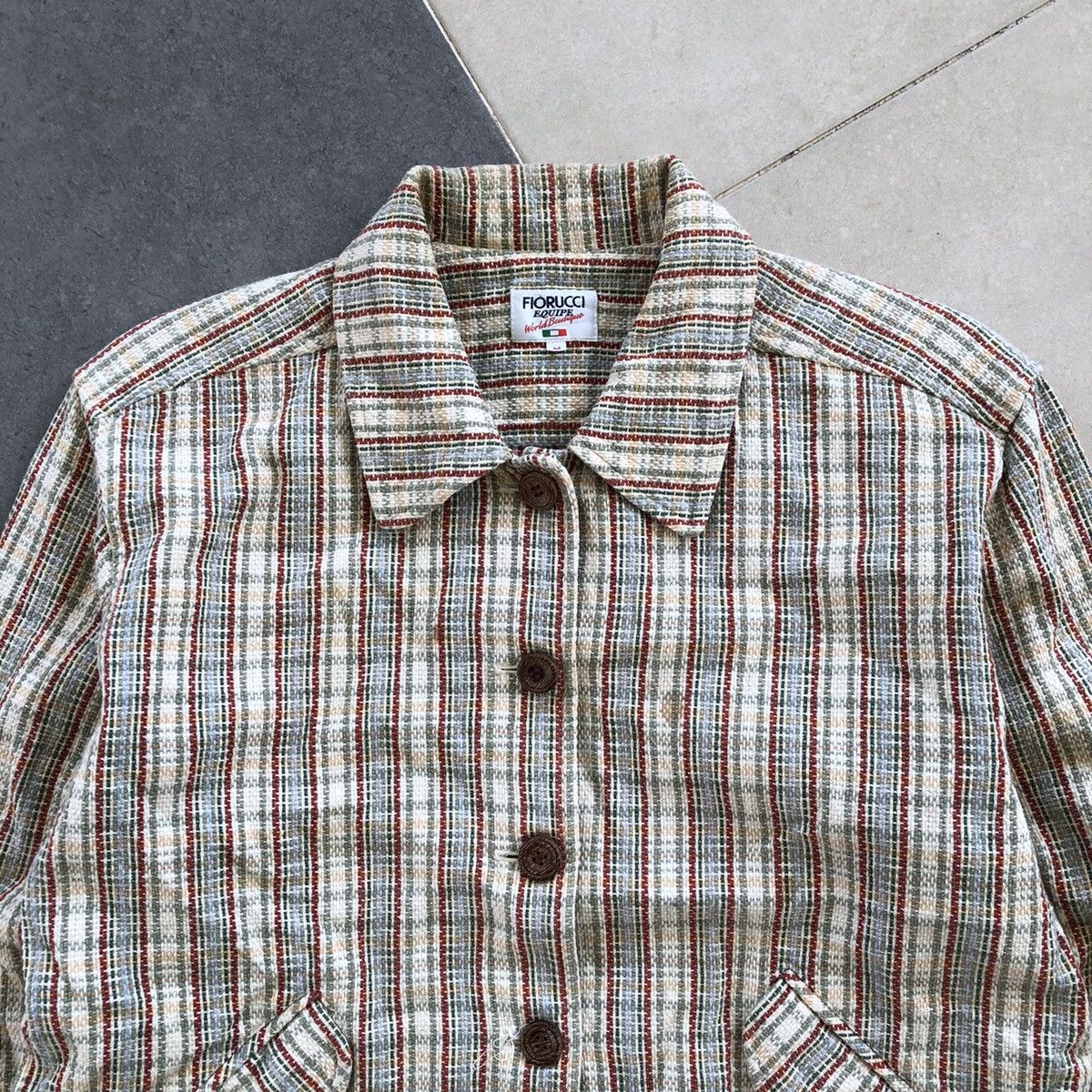 Fiorucci × Japanese Brand FIORUCCI Equipe World Boutique Plaid Cotton Jacket Size M / US 6-8 / IT 42-44 - 3 Thumbnail