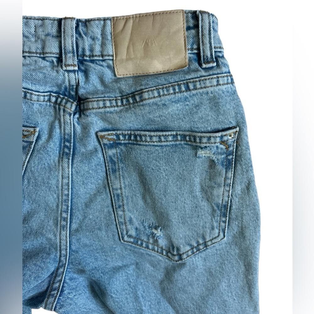 Zara Zara High waist Rise Blue Tattered mom jeans Size 25" / US 0 / IT 36 - 9 Thumbnail