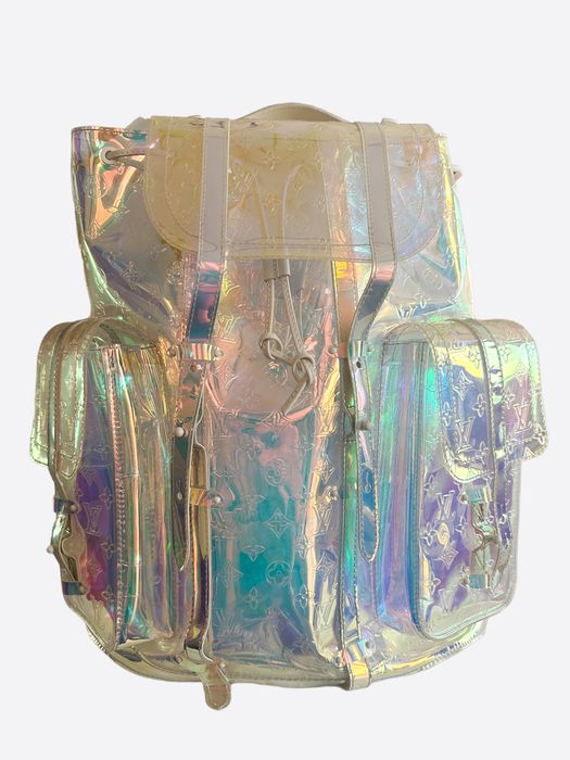 Louis Vuitton Iridescent Monogram Prism Christopher GM Backpack White Hardware, 2019 (Like New)