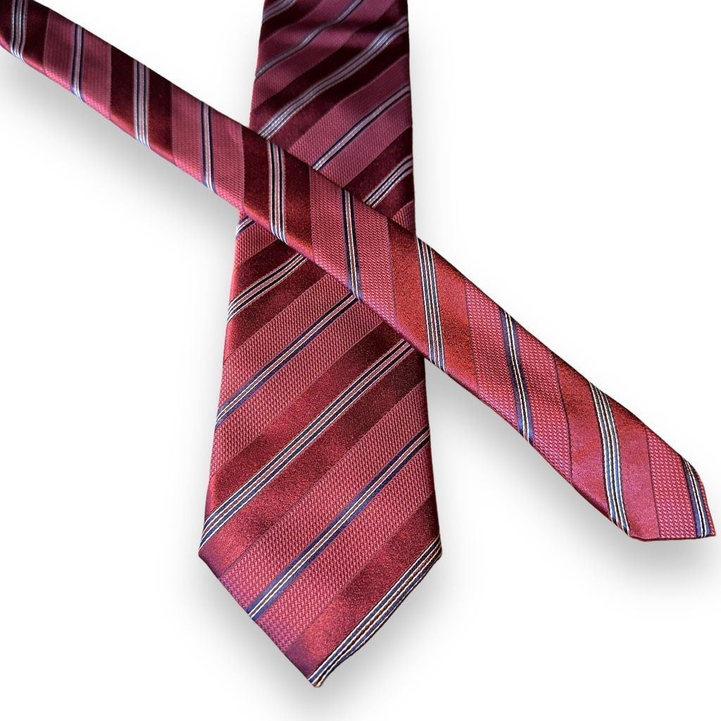 Eton Red & White Stripe Handmade Italian Silk Tie
