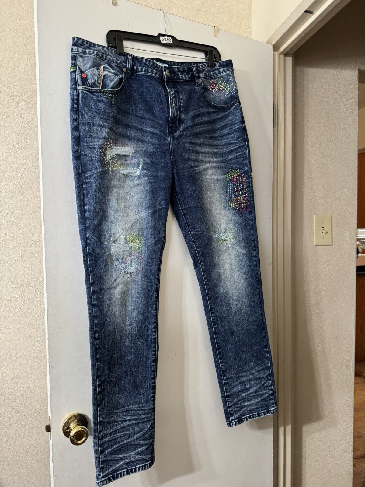 Staple Staple Blue embroidered slim fit jeans Size US 38 / EU 54 - 1 Thumbnail