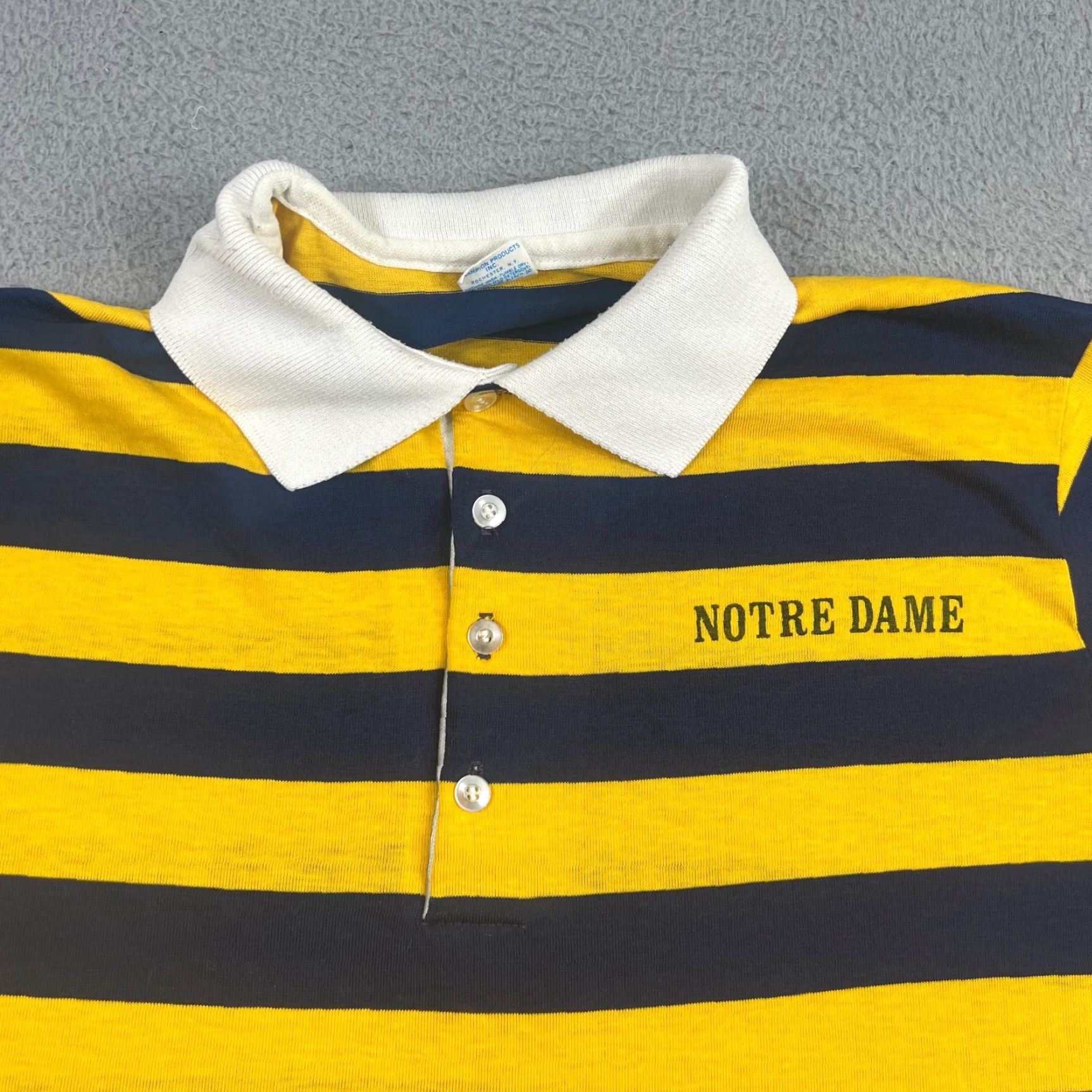 Champion VINTAGE Champion Shirt XL 1970s Notre Dame University Polo Blue Striped Mens Size US XL / EU 56 / 4 - 2 Thumbnail