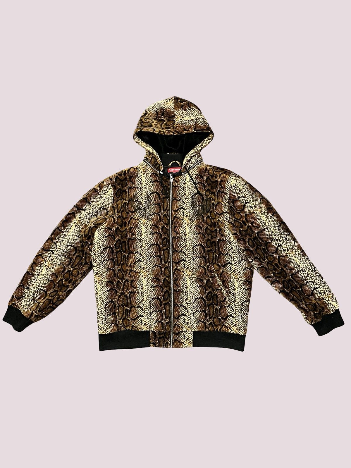 Supreme Velvet Snakeskin Hooded Bomber Jacket FW14 Size US XL / EU 56 / 4 - 1 Thumbnail