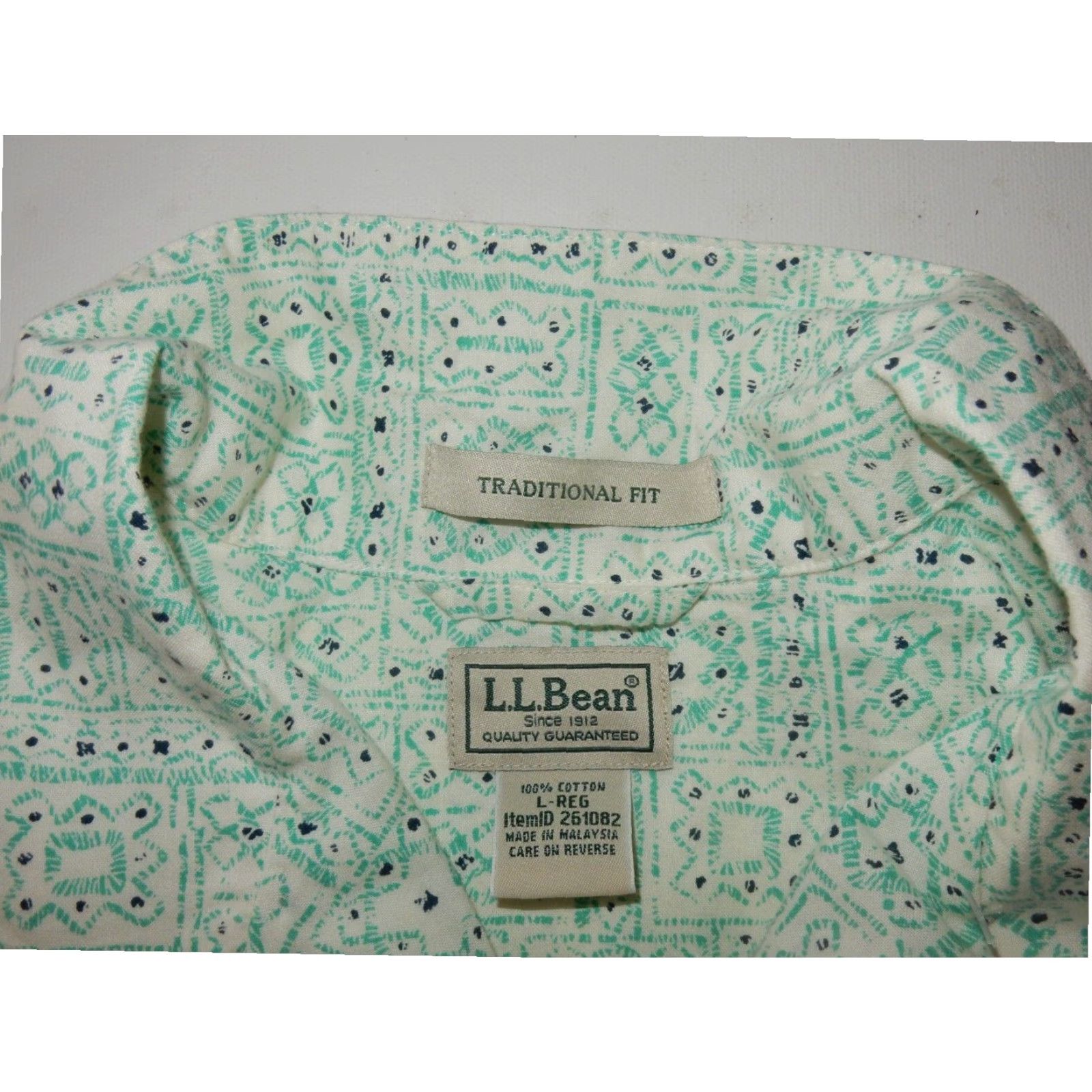 Vintage VINTAGE L.L. Bean Mens Hawaiian Shirt Green Large Size US L / EU 52-54 / 3 - 4 Thumbnail