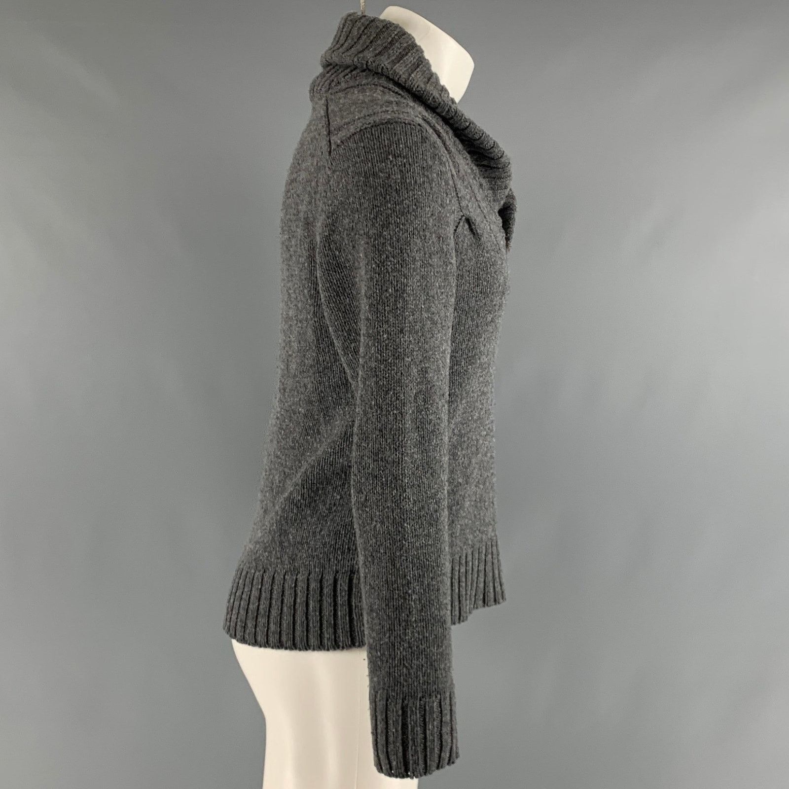 Onassis ONASSIS Size S Grey Wool Shawl Collar Sweater Size US S / EU 44-46 / 1 - 2 Thumbnail