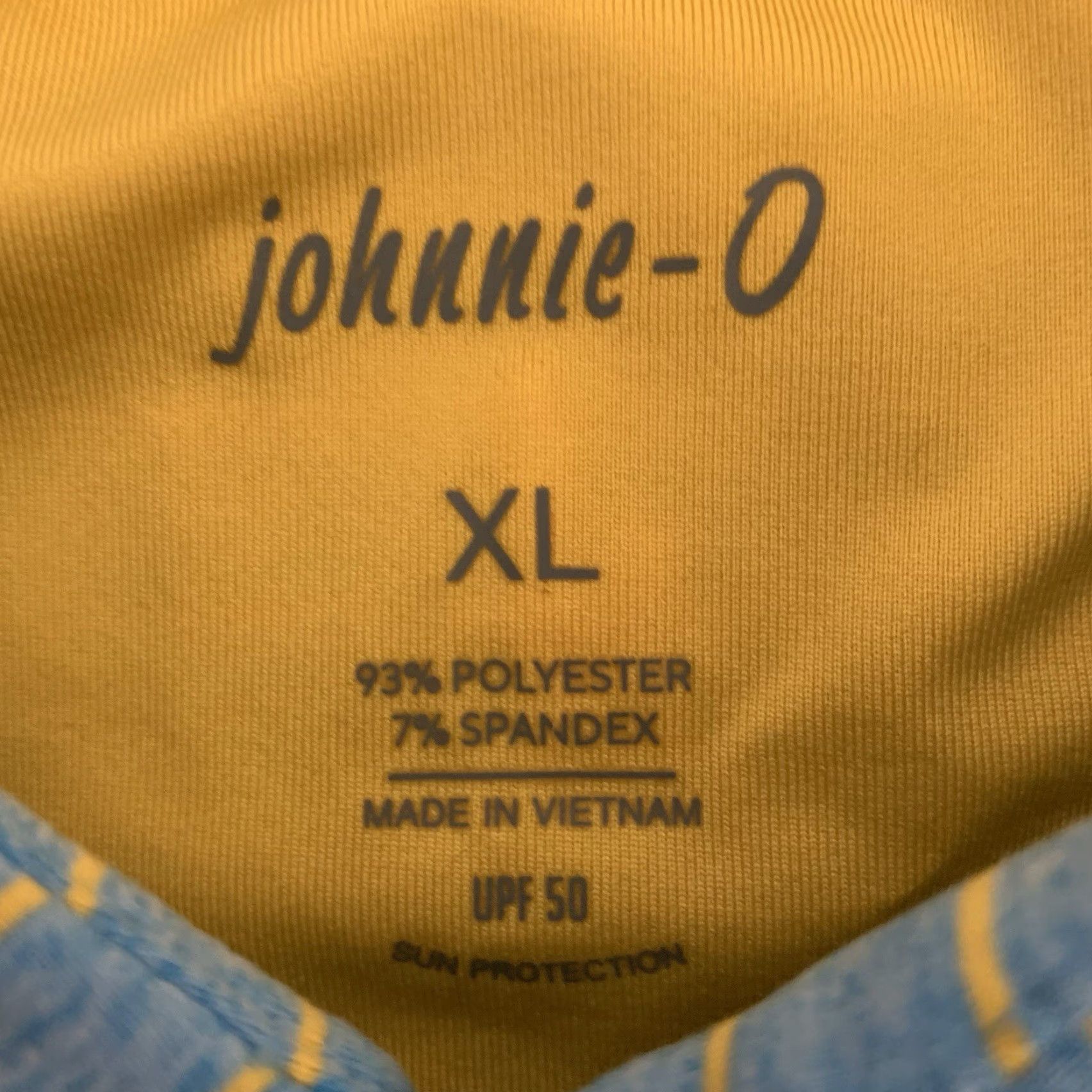 johnnie-O johnnie-O Polo Shirt Mens XL Striped Blue Yellow Golf Sun Protection Stretch Multicolor Short Sleeve Regular Size Size US XL / EU 56 / 4 - 2 Thumbnail