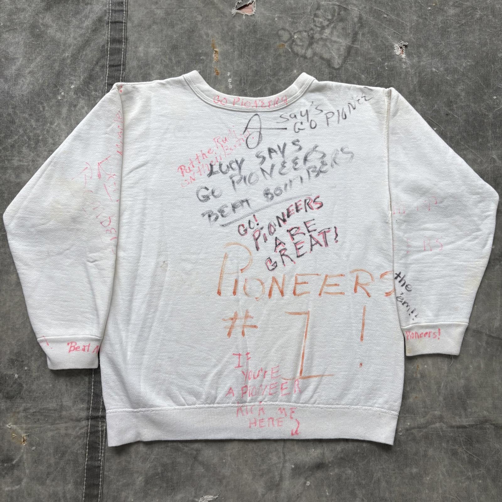 Vintage Vintage 60s Hand Drawn Writing Joke Senior School Sweatshirt Size US M / EU 48-50 / 2 - 1 Thumbnail