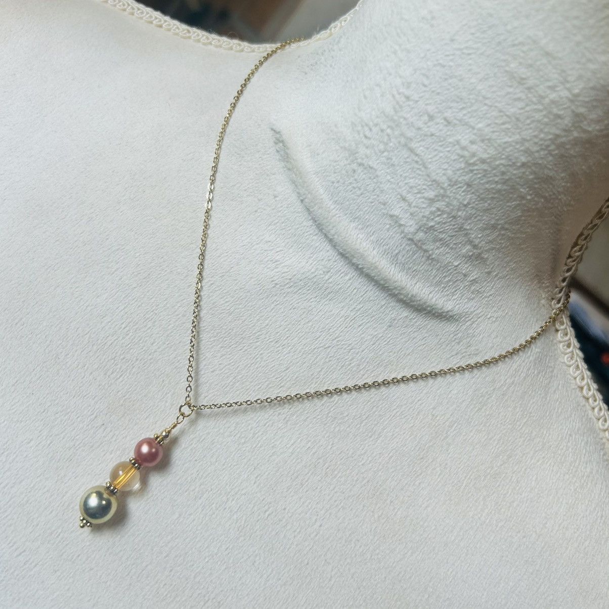 Handmade Handcrafted vintage bead drop pendant on chain necklace Size ONE SIZE - 2 Thumbnail