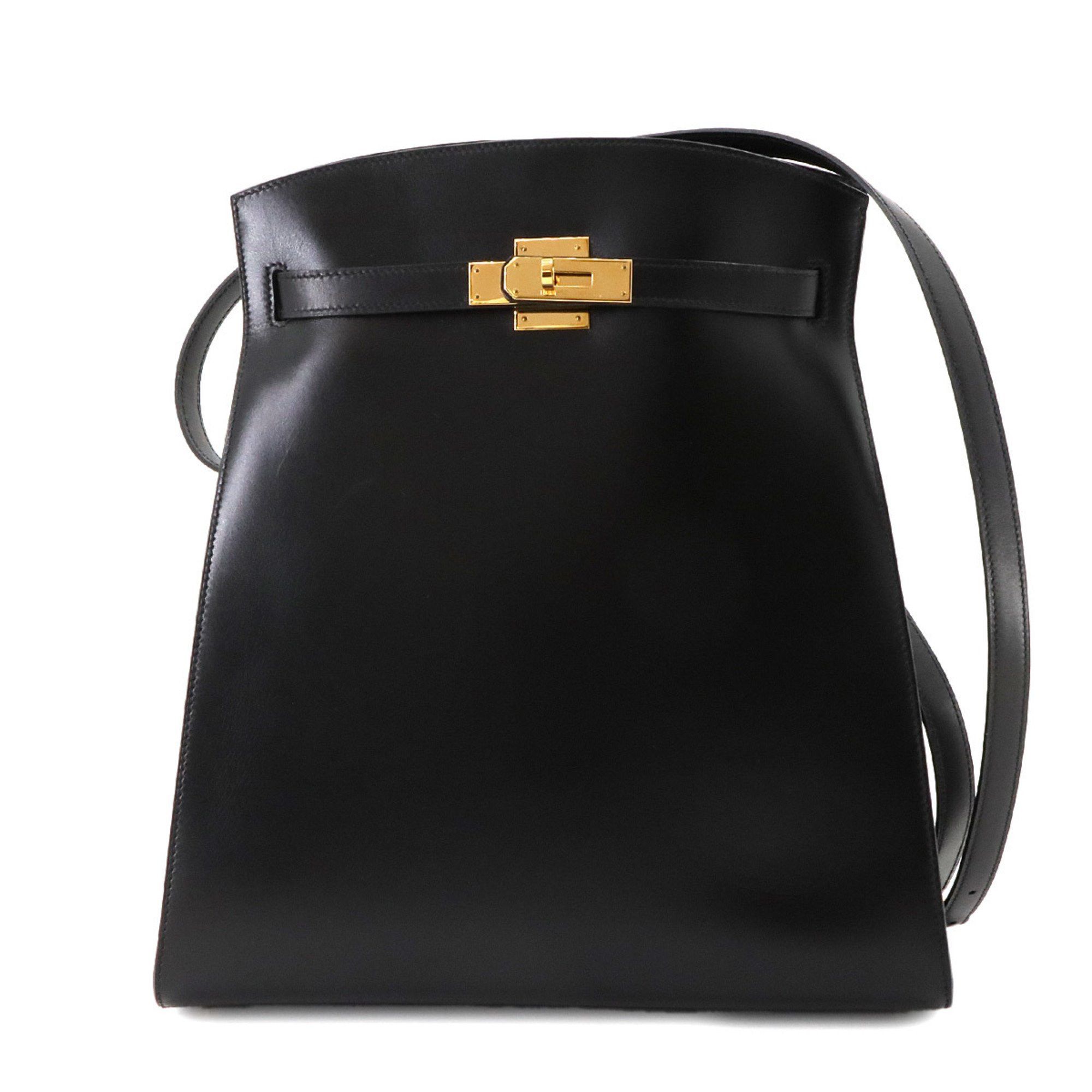 Hermes Kelly Sport Gm Shoulder Bag Box Calf Black V Stamp 1966 Gold Hardware, Women's