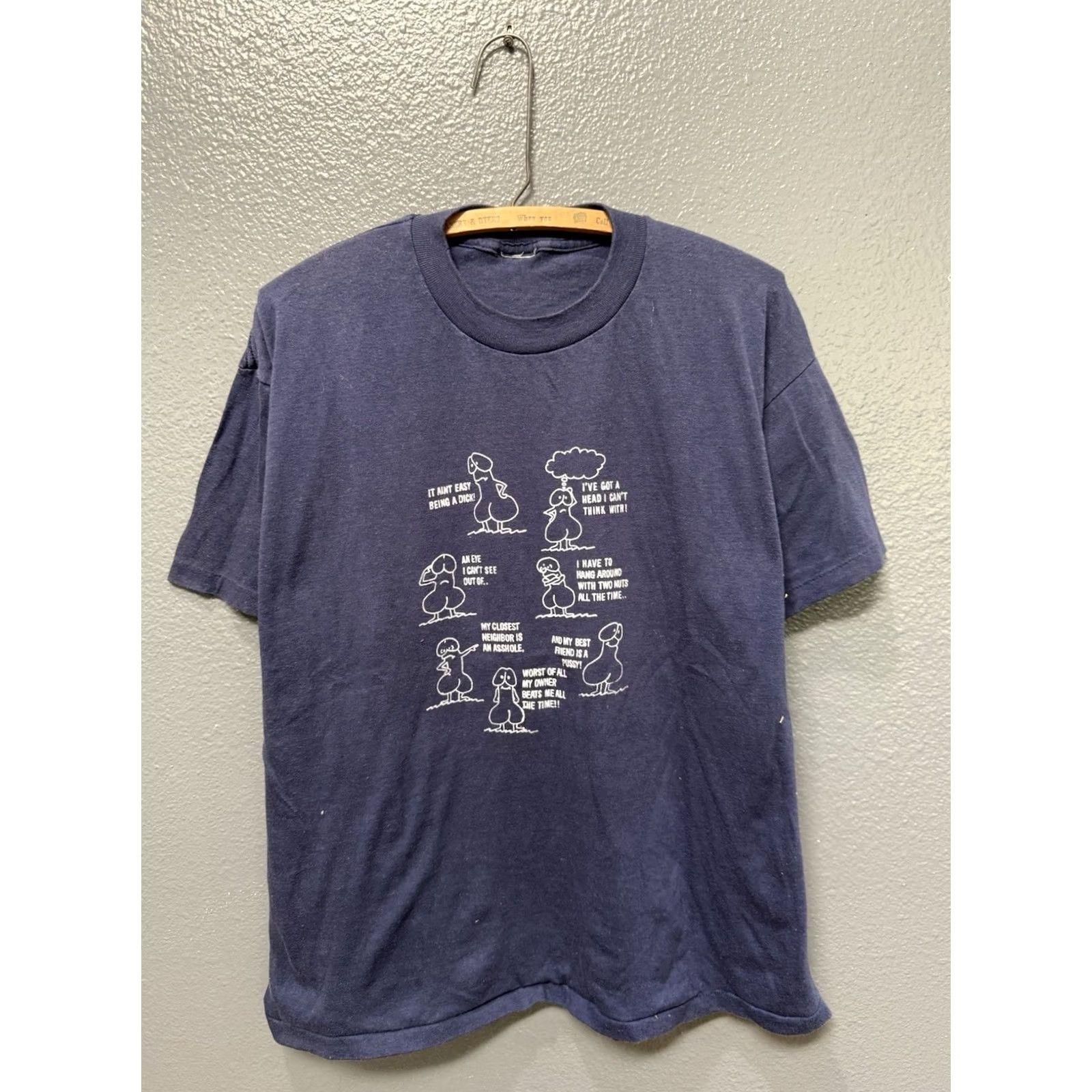 Vintage VINTAGE 80’s It Ain’t Easy Being A Dick Blue Tee Shirt T-Shirt Large Men’s M/L Blue 80s Men’s Shirt Size US L / EU 52-54 / 3 - 3 Thumbnail