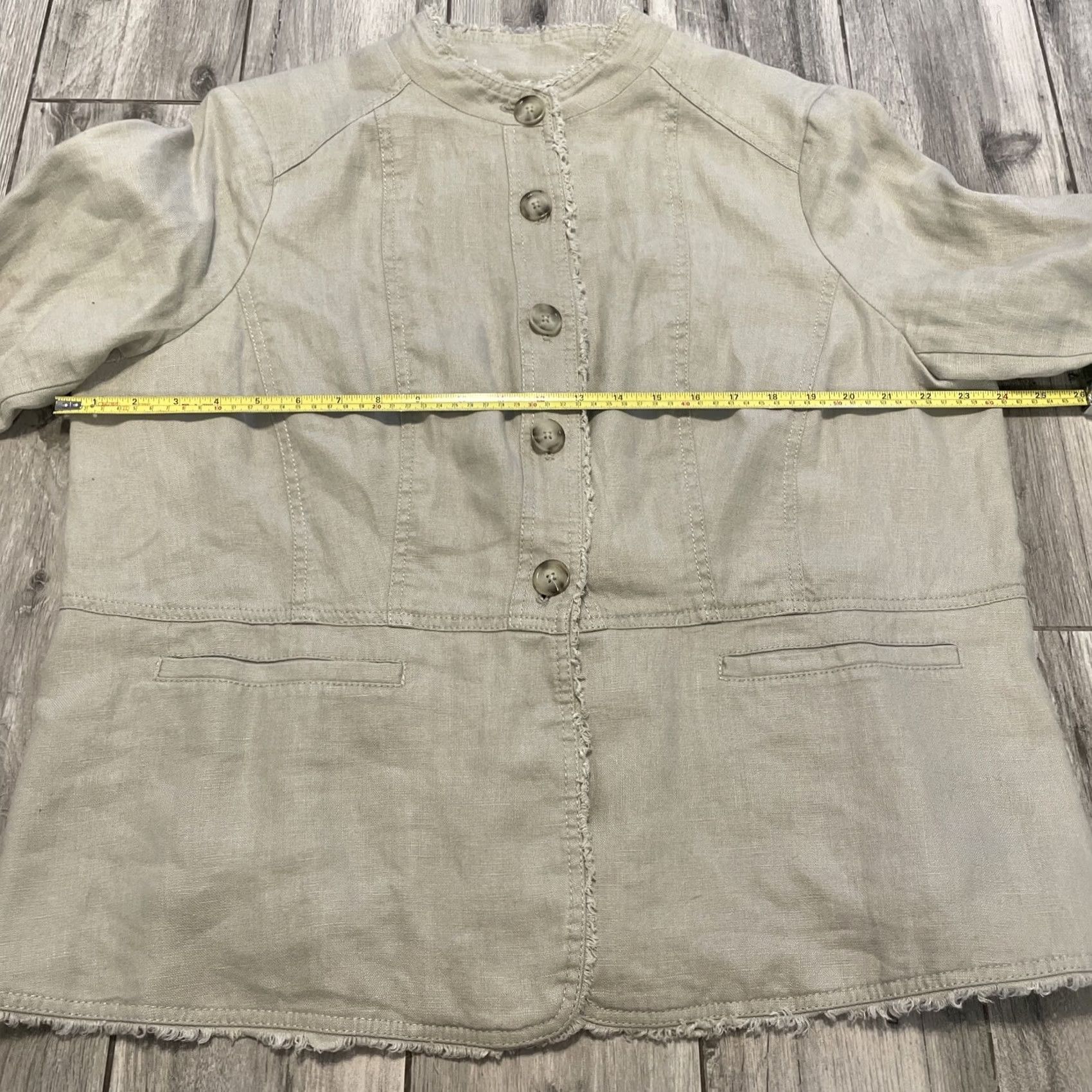 Vintage MICHAEL Michael Kors Women's Linen Button Front Blazer Jacket 16W Tan Linen Basic Jacket 16W Womens Size XXL / US 16-18 / IT 52-54 - 7 Thumbnail