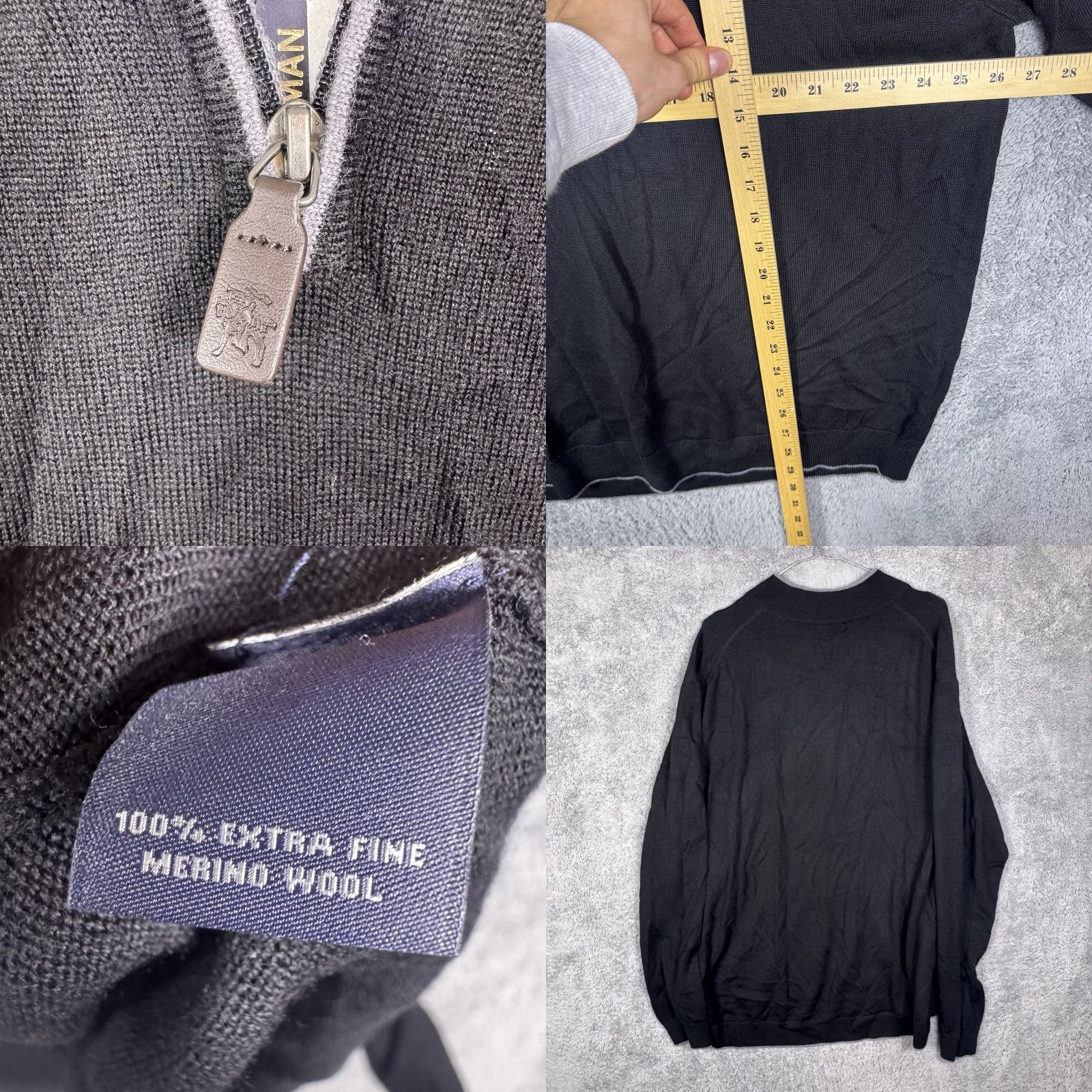 Hart Schaffner Marx Hart Schaffner Marx Sweater Men 2XB Merino Wool 1/4 Zip Pullover Black Big 2X Wool Knit Pullover Winter Fall Spring Classic 1/4 Zip Mens Size US XXL / EU 58 / 5 - 8 Thumbnail