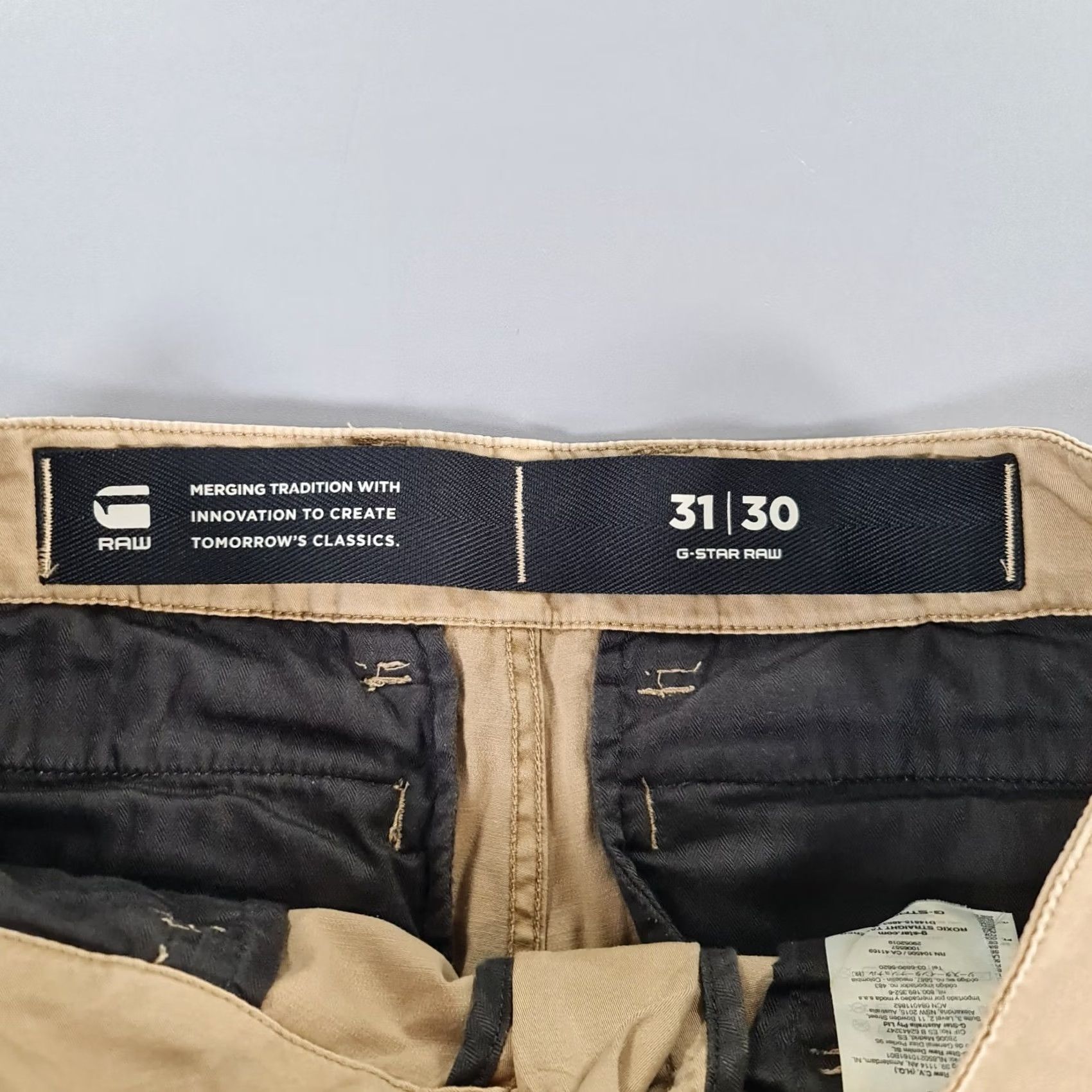 G-Star G-Star Mens Cargo Pants Beige W31 L30 Roxic Straight Tapered Leg Trousers Size US 31 - 4 Thumbnail