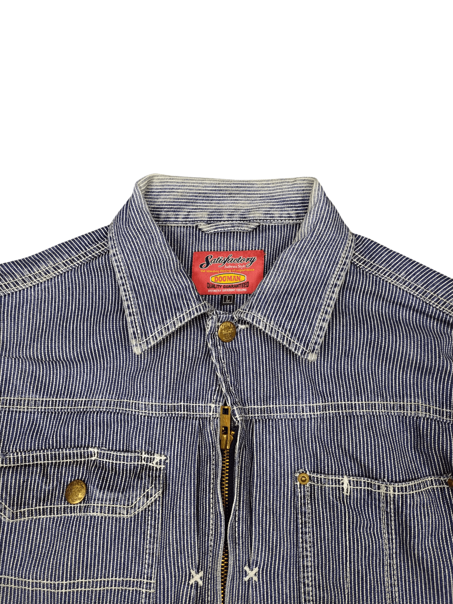 Japanese Brand Vintage Dogman Hickory Stripe Denim Workers Jacket Size US L / EU 52-54 / 3 - 5 Thumbnail