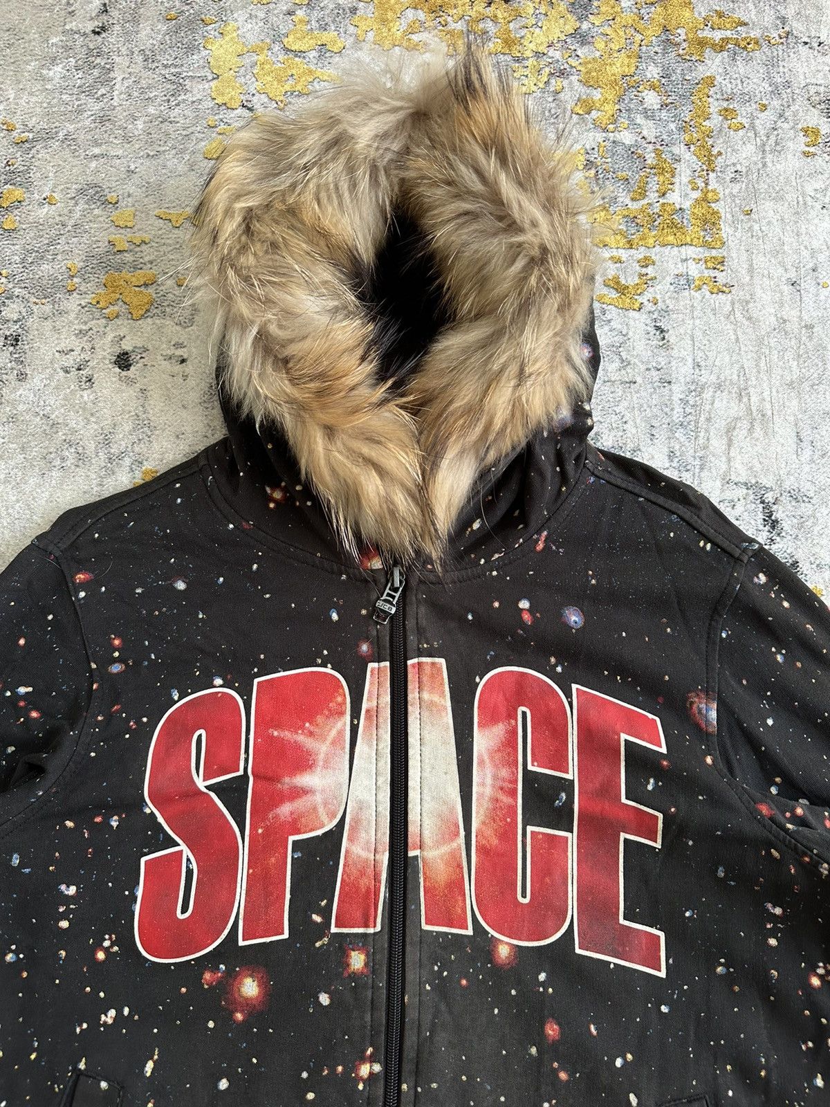 20471120 FADED JCB SPACE GALAXY AOP FUR FULL ZIPPER HOODIE LGB STYLE Size US L / EU 52-54 / 3 - 5 Thumbnail