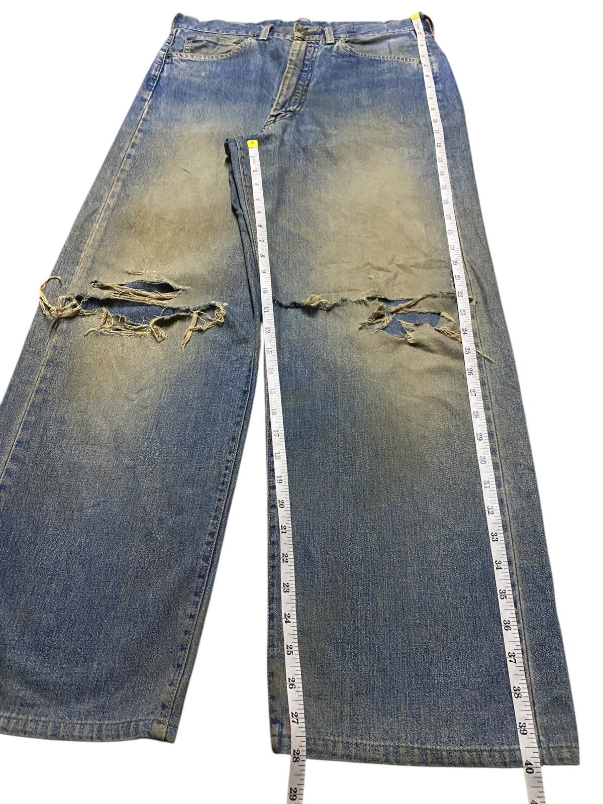 Japanese Brand Japanese Brand Bartack Mud Wash Distressed Baggy Jeans Size US 31 - 10 Thumbnail