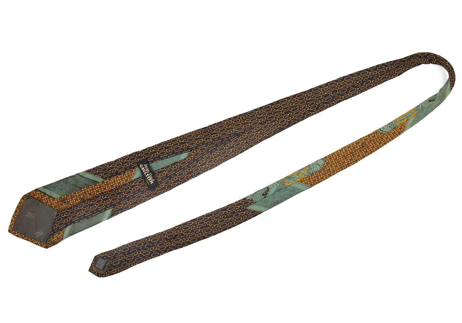 Jean Paul Gaultier Silk Manager Guard Tie in Orange, Green, and Black Size ONE SIZE - 6 Thumbnail