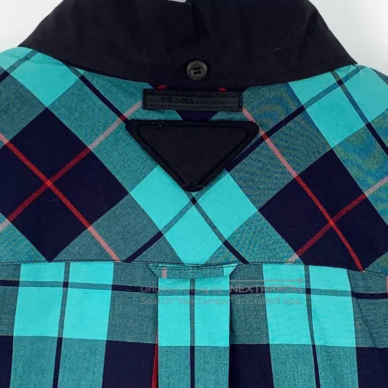 Prada Prada Color-blocked plaid cotton lapel single-breasted lon Size XS / US 0-2 / IT 36-38 - 5 Thumbnail