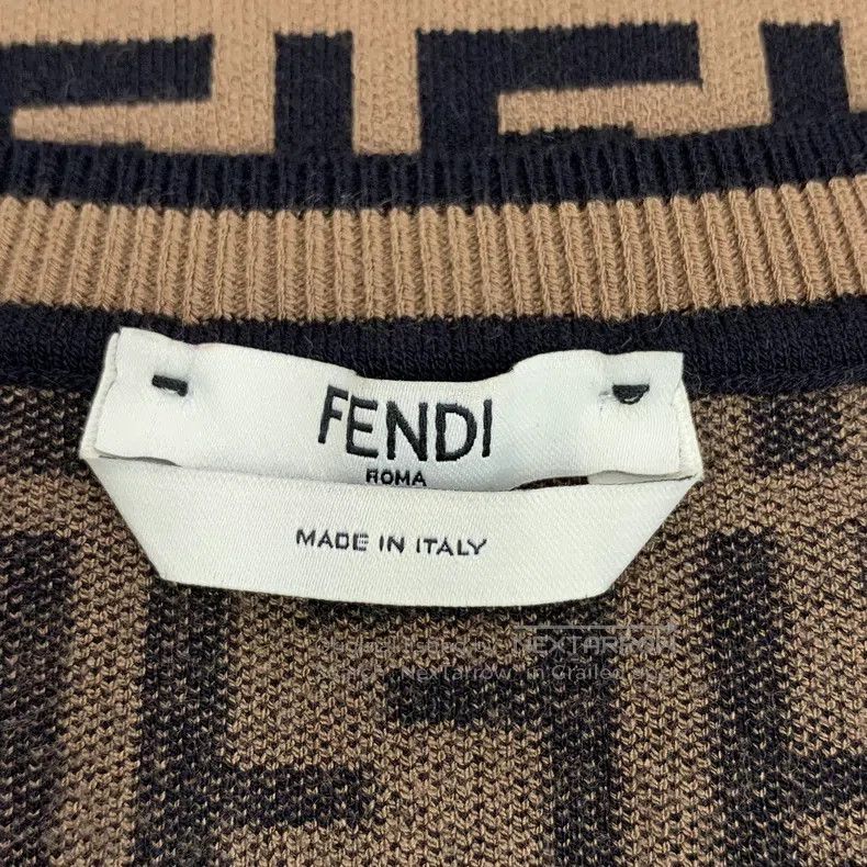 Fendi Fendi Dark brown logo letter full-printed round neck long- Size S / US 4 / IT 40 - 6 Thumbnail