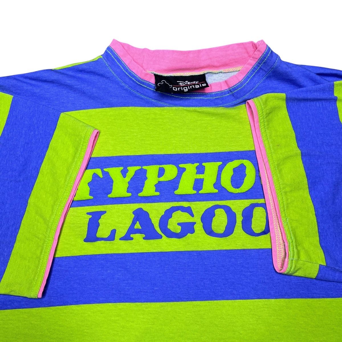 Disney Disney Typhoon Lagoon Green Striped Spell Out Graphic Tee Size US XL / EU 56 / 4 - 2 Thumbnail