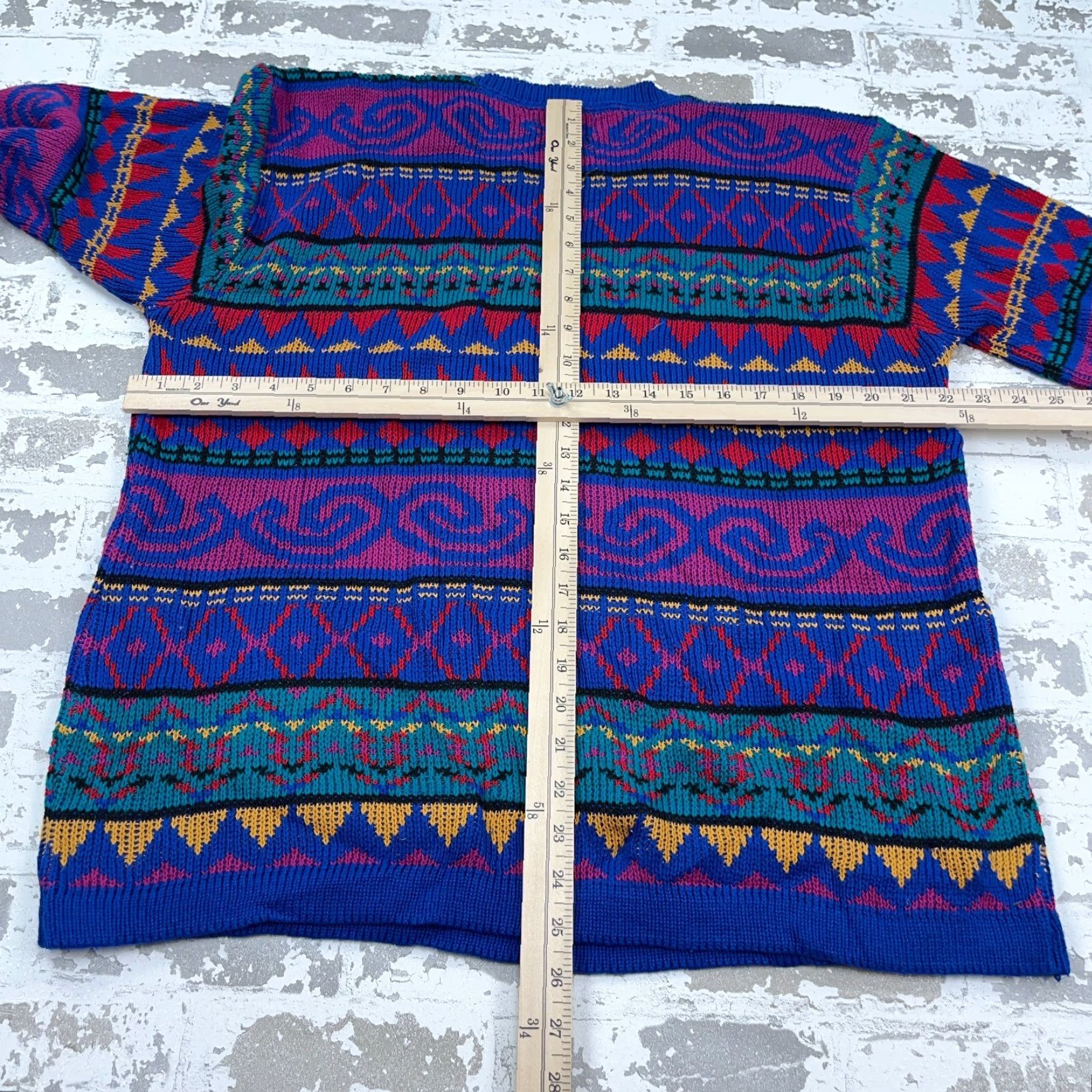 Vintage VINTAGE Alfred Dunner Sweater Women L Blue Geometric Fair Isle Nordic 90s Pullover Crew Neck Size L / US 10 / IT 46 - 5 Thumbnail