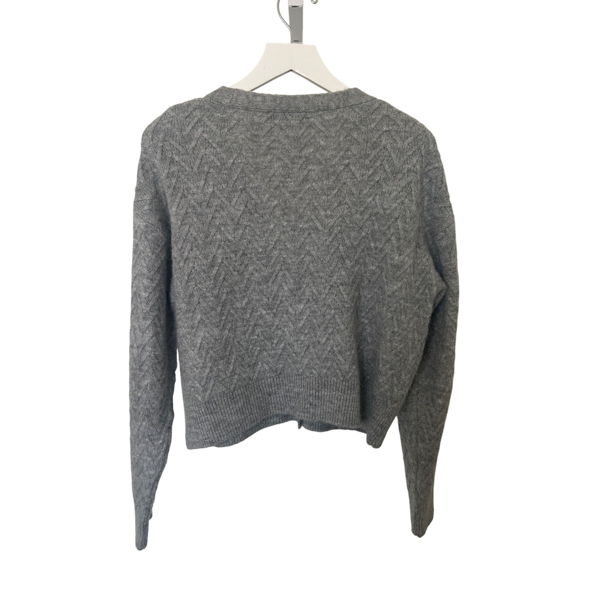 Zara Zara Gray Button-Up Chevron Knit Cardigan Sweater Size S / US 4 / IT 40 - 2 Thumbnail