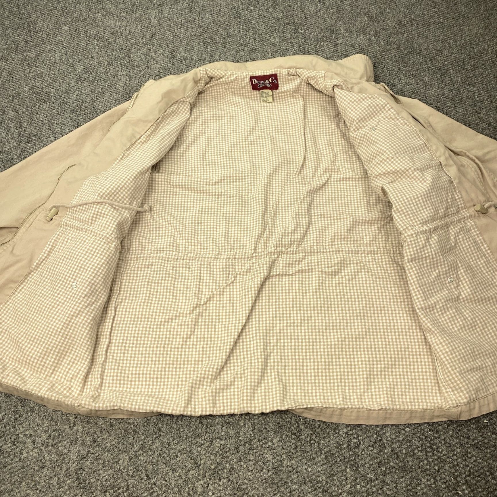Denim & Co. VINTAGE Denim & Co. Womens Jacket Medium Beige Cotton Utility Gingham Plaid Lined Casual Outdoor Fall Size M / US 6-8 / IT 42-44 - 7 Thumbnail