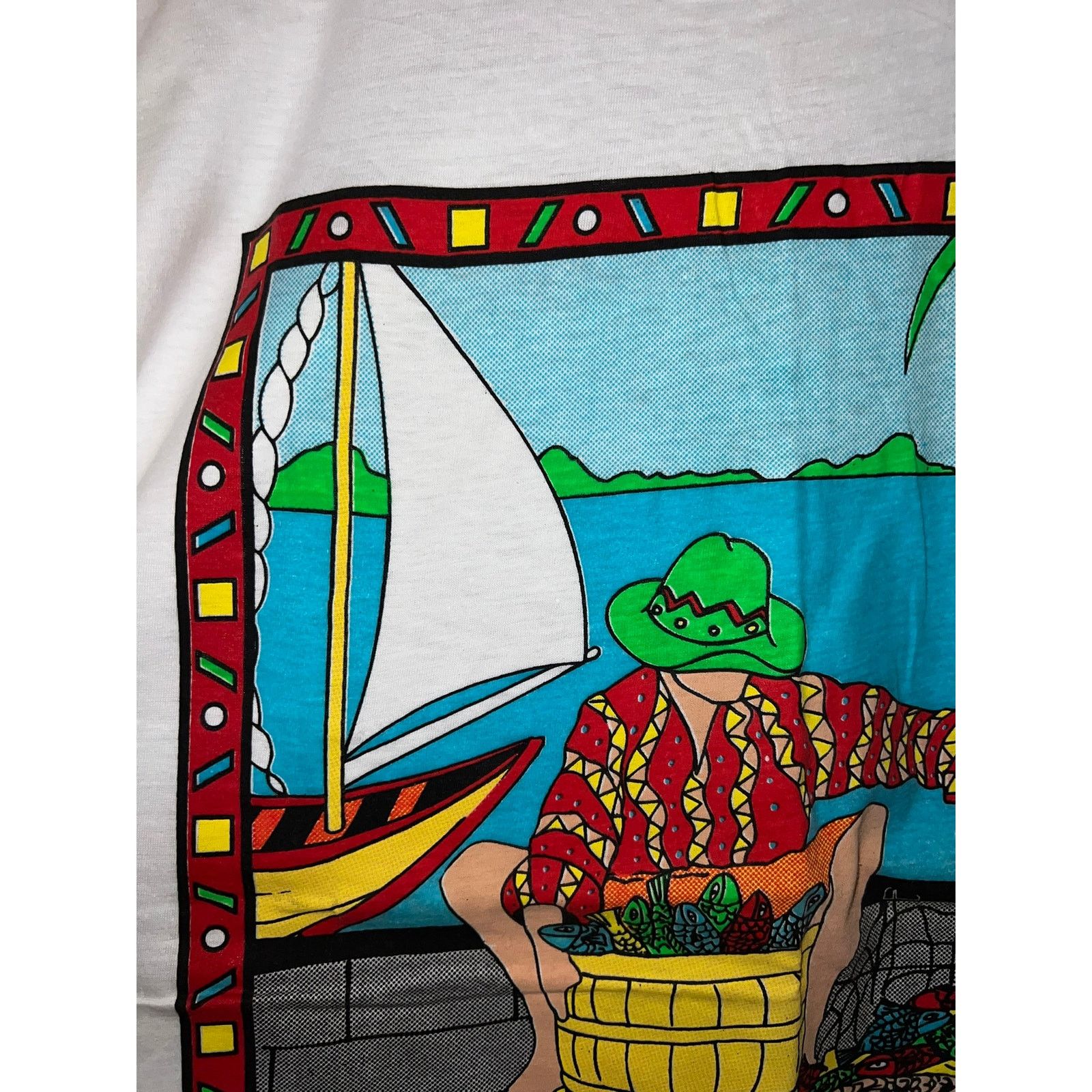 Vintage Vintage Fishing Shirt St. Maarten martin Fisherman Fish Art Size US XL / EU 56 / 4 - 4 Thumbnail