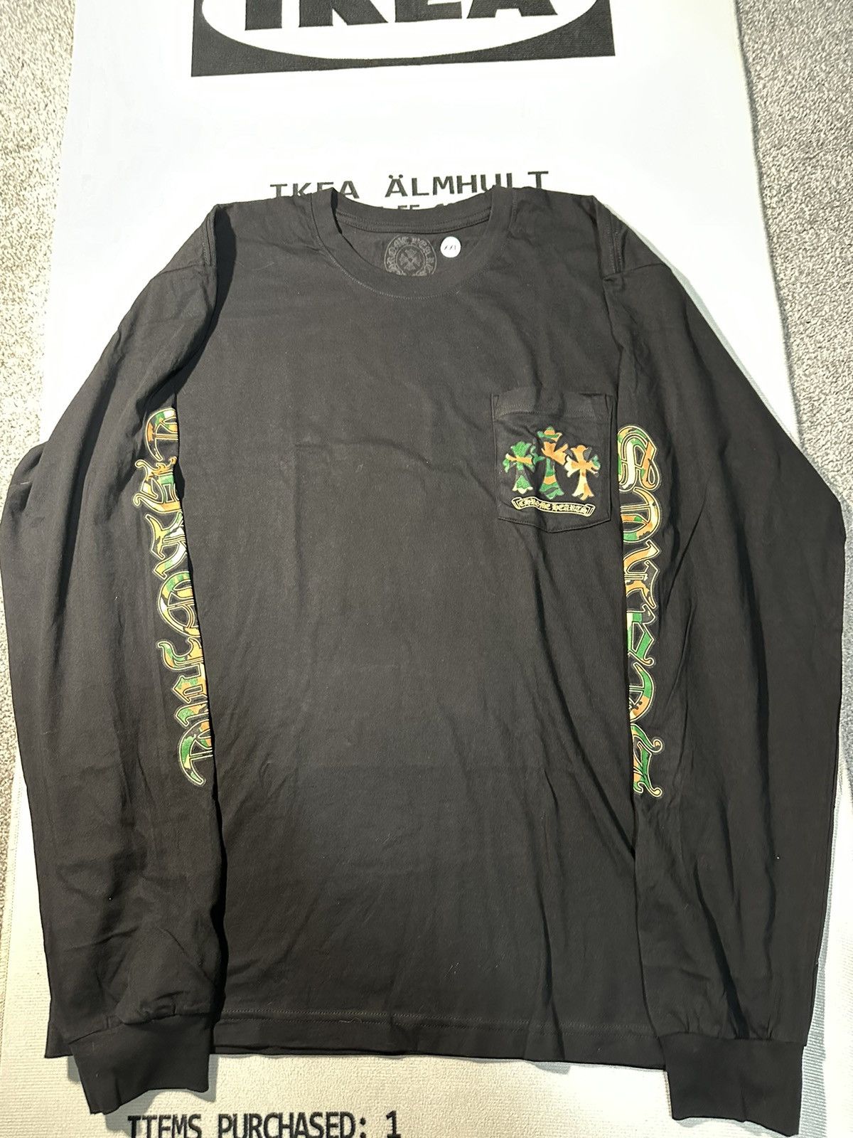 image of Chrome Hearts Camo Horseshoe Longsleeve in Black, Men's (Size 2XL)