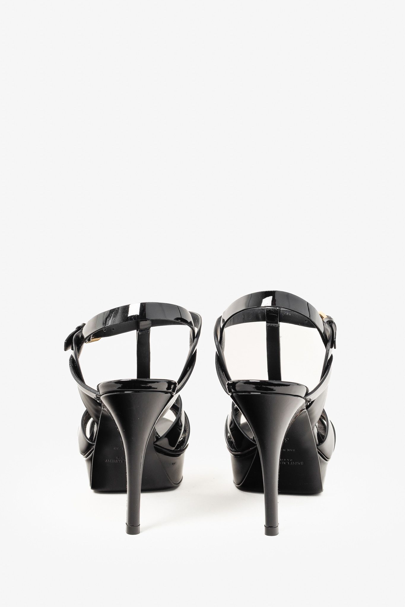 Yves Saint Laurent Saint Laurent Tribute Open Toe Patent Leather Platform Size US 7.5 / IT 37.5 - 3 Thumbnail