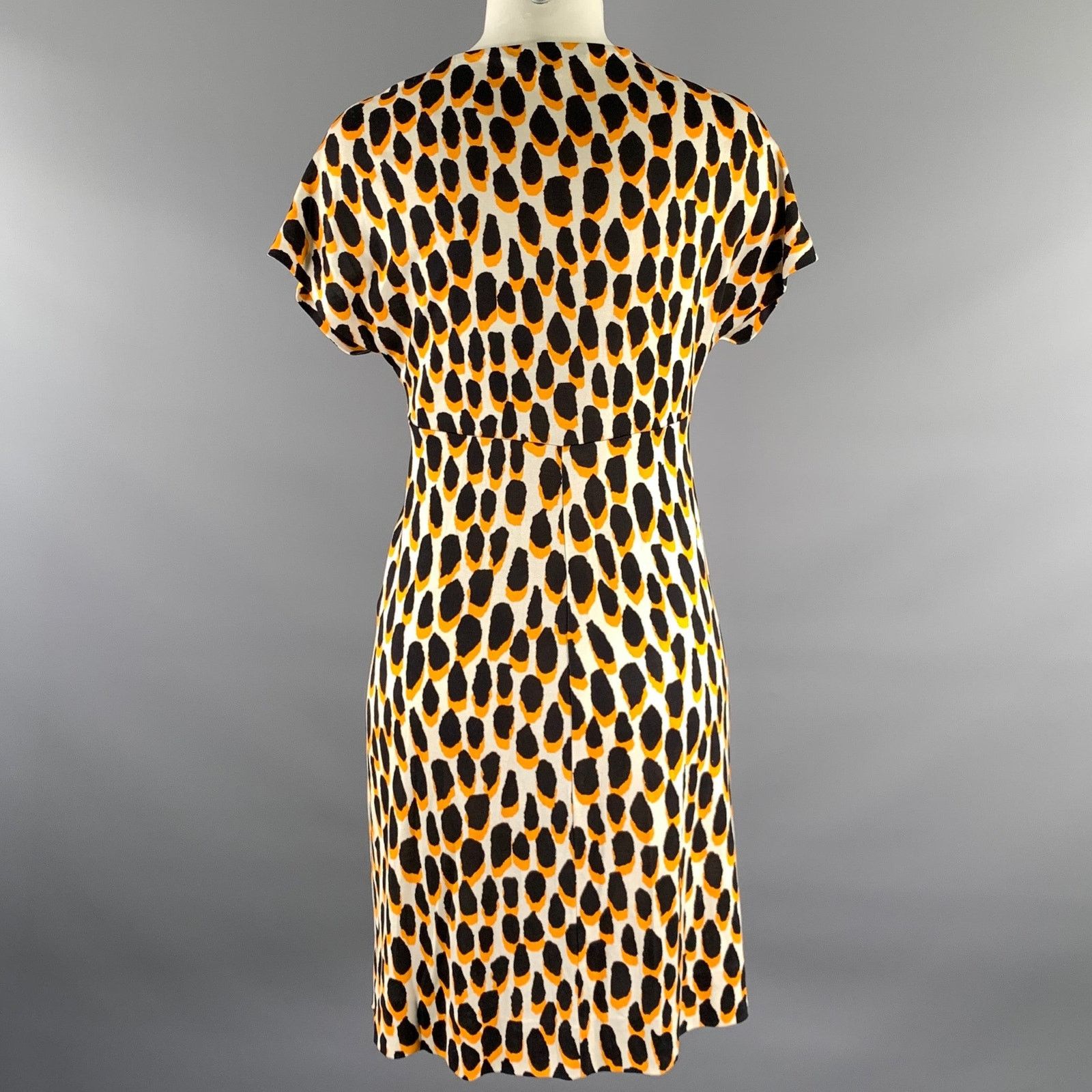 Diane von Furstenberg DIANE VON FURSTENBERG Size 2 Orange Black Animal Print Dress Size XS / US 0-2 / IT 36-38 - 4 Thumbnail
