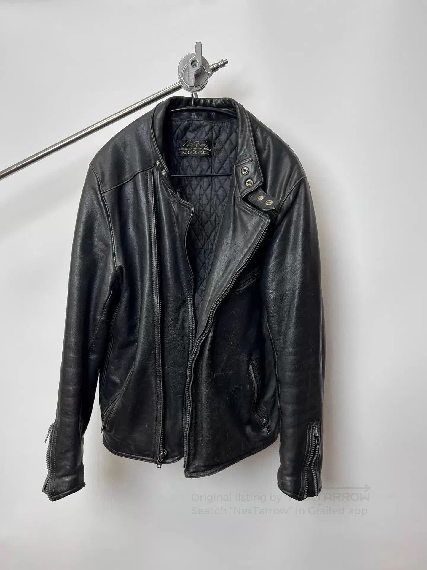 Harley Davidson Black Leather Jacket with Zip Pockets - Size L. Size US L / EU 52-54 / 3 - 5 Thumbnail