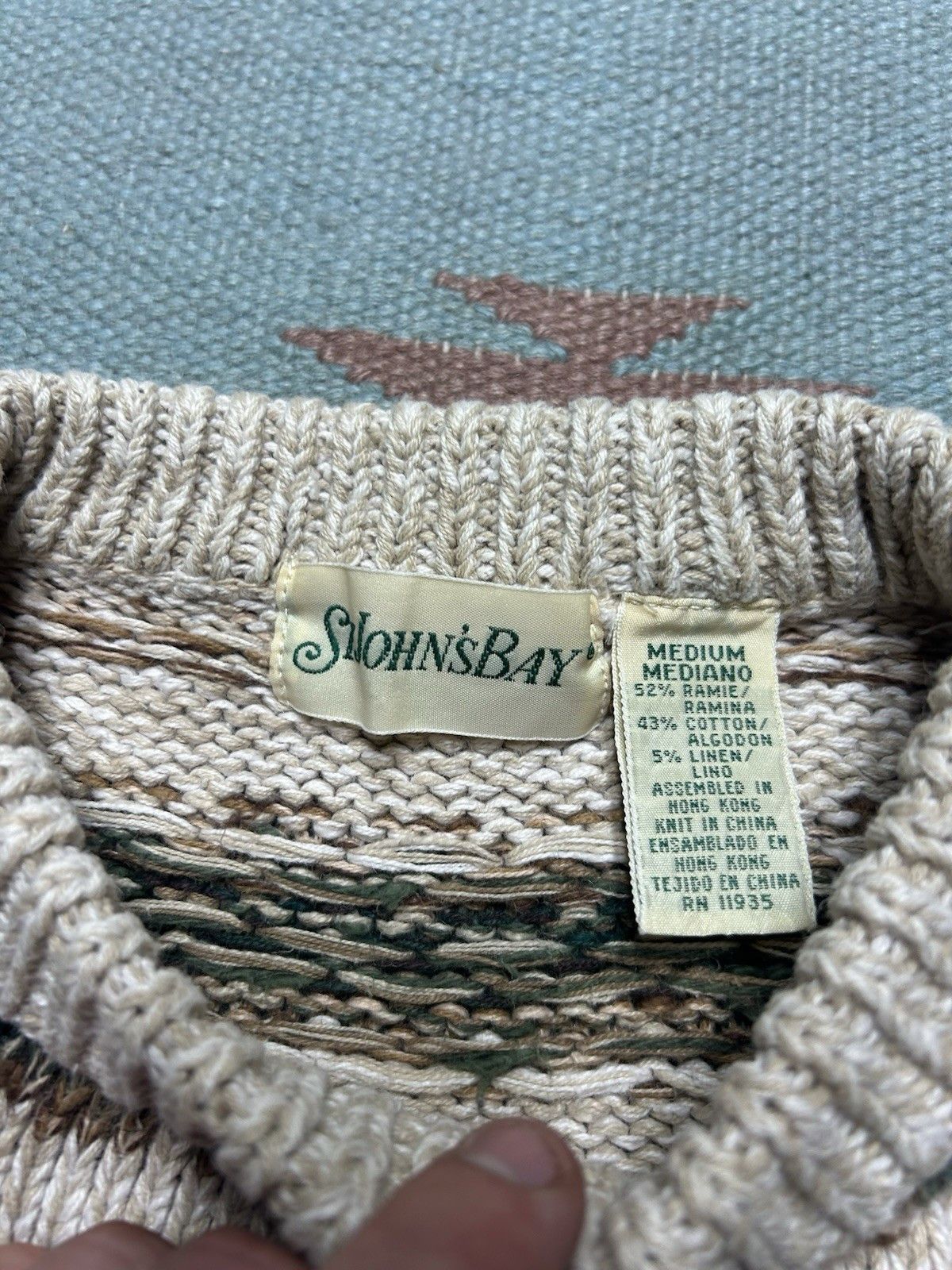Vintage St. John’s bay knit sweater ramie cotton heavy abstract M Size US M / EU 48-50 / 2 - 4 Thumbnail