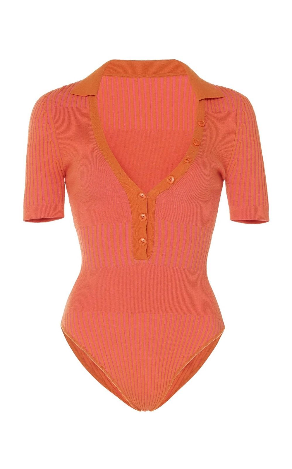 Jacquemus JACQUEMUS RIBBED PINK/ORANGE BODY SUIT TEE Size XXS / US 00 / IT 34 - 10 Thumbnail