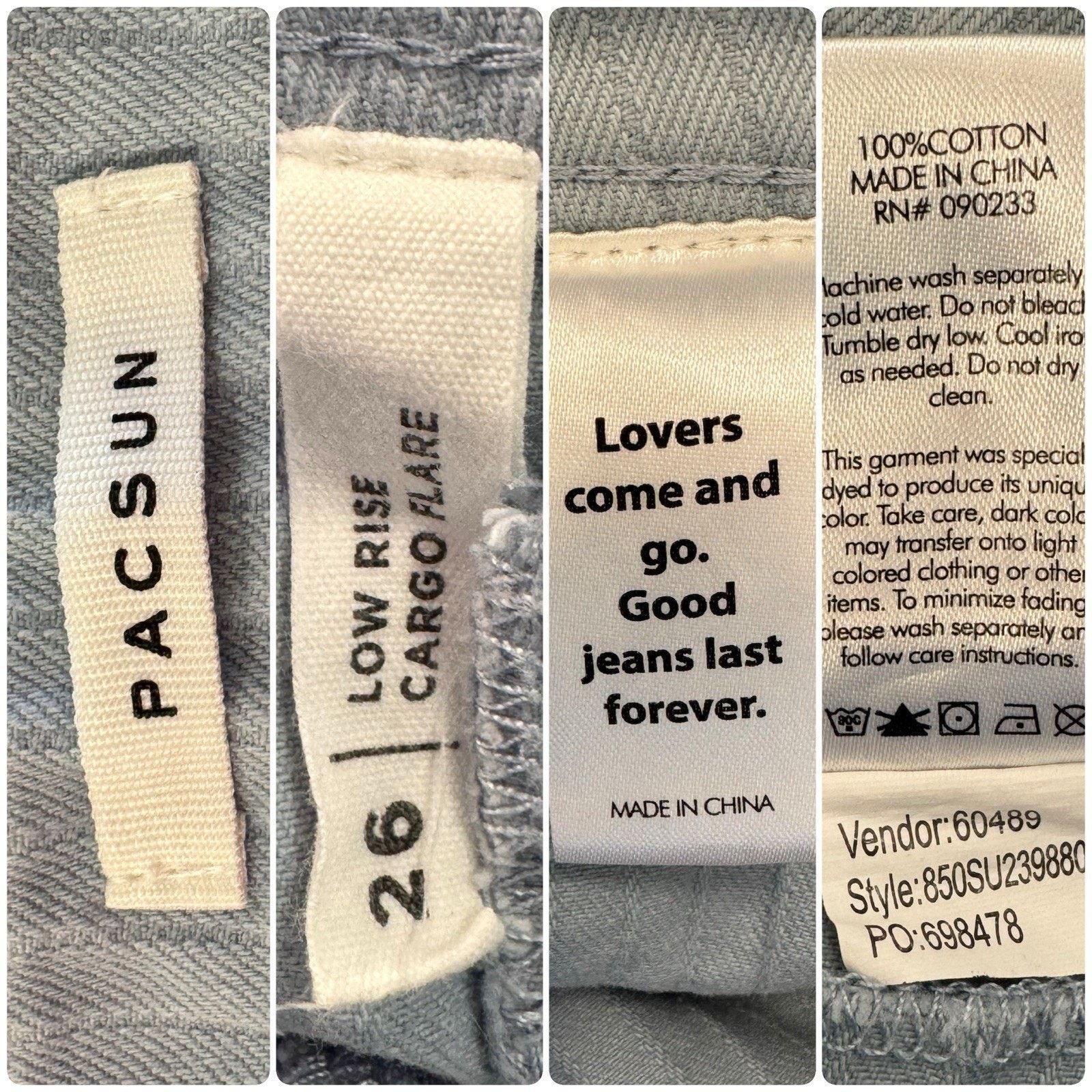 Pacsun PACSUN Low Rise Cargo Ribbed Denim Flare Jeans Size 26 NEW Size 26" / US 2 / IT 38 - 8 Thumbnail