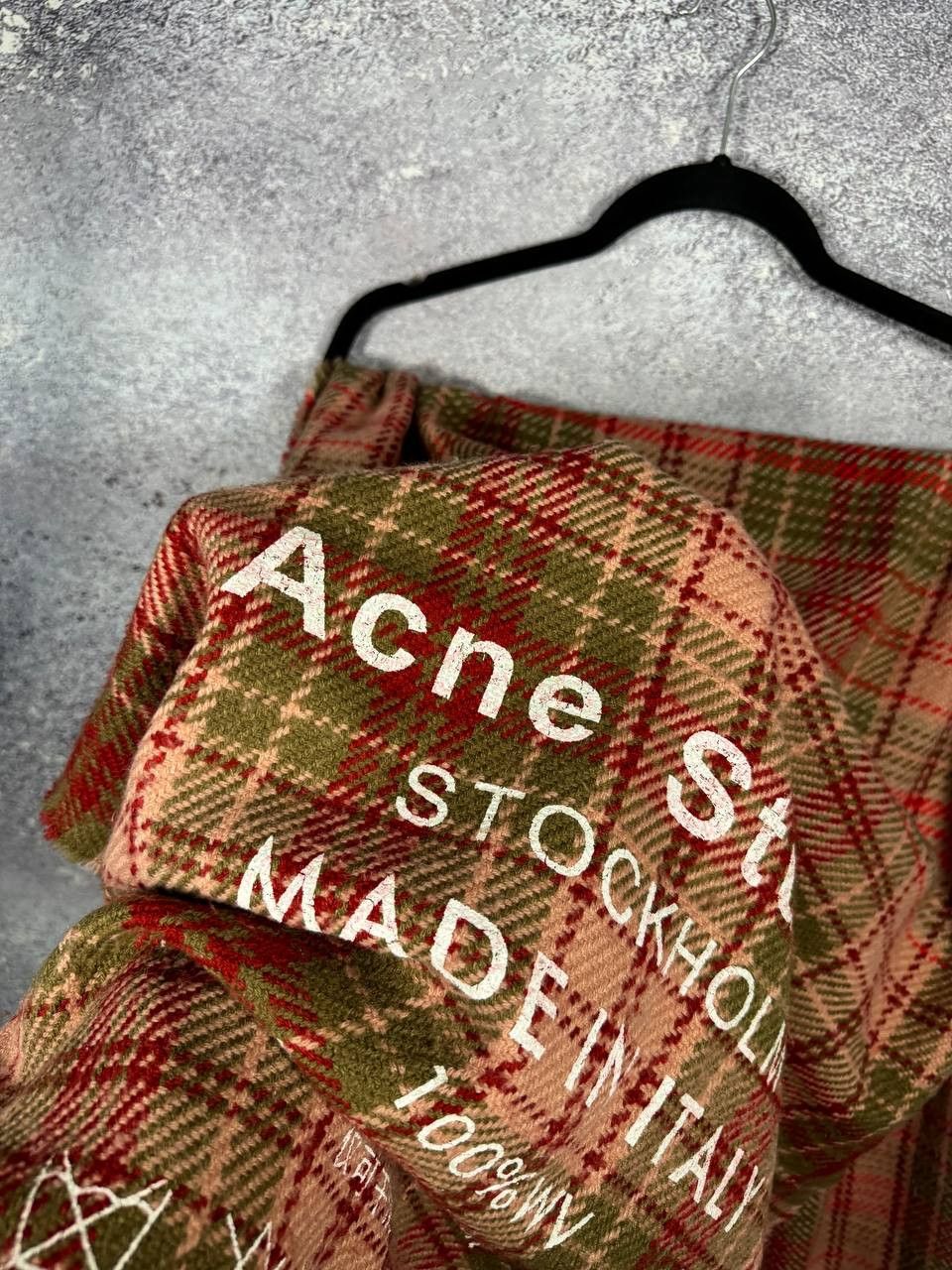 Vintage Acne Studios Red Check Big Poncho Scarf Big White Logo Size ONE SIZE - 5 Thumbnail