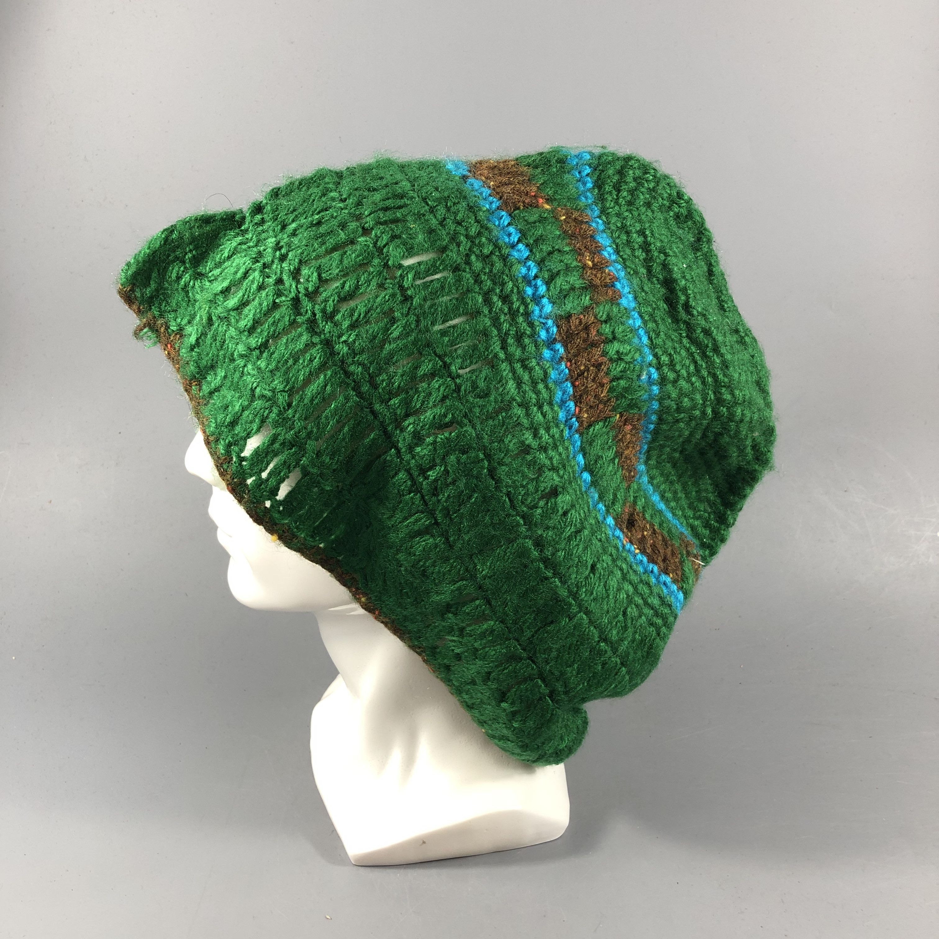 Vintage Unknown Crochet Knit Green Beanie Snowcap Snow Hat B873 Size ONE SIZE - 2 Thumbnail