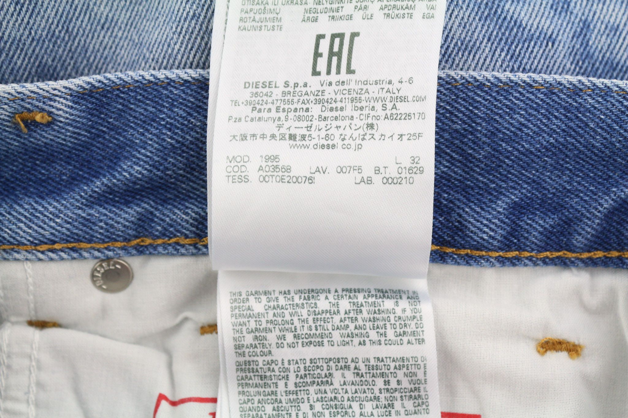 Diesel 1995 007F5 W32 Slim Straight Washed Blue Jeans 40226 Size US 32 / EU 48 - 11 Thumbnail