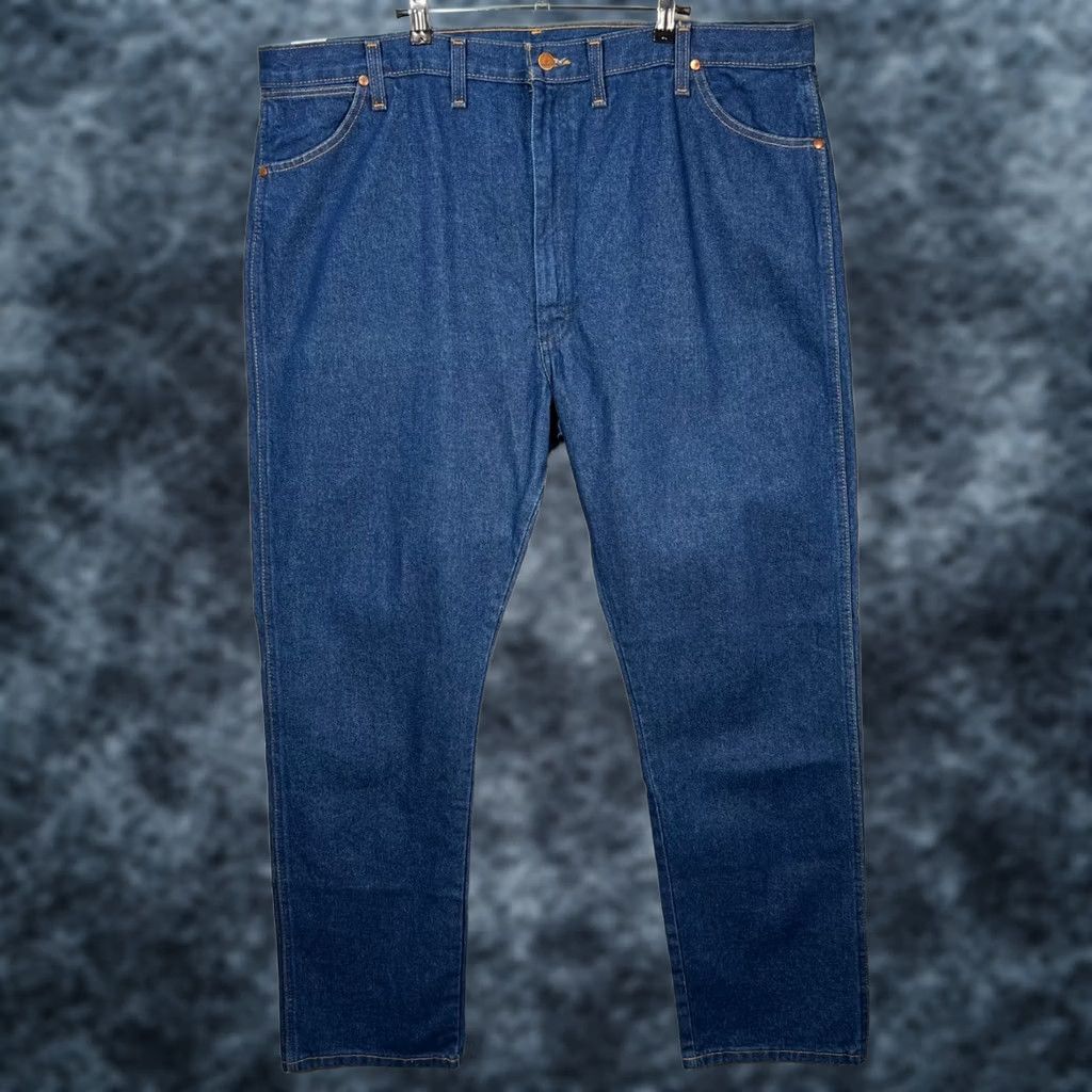 Wrangler Wrangler Mens Jeans 44 x 34 Cowboy Cut Original Fit Denim Blue 100% Cotton Regular Inseam 34in 5-Pocket Logo Cowboy Western Mens Jeans Size US 44 / EU 60 - 1 Thumbnail