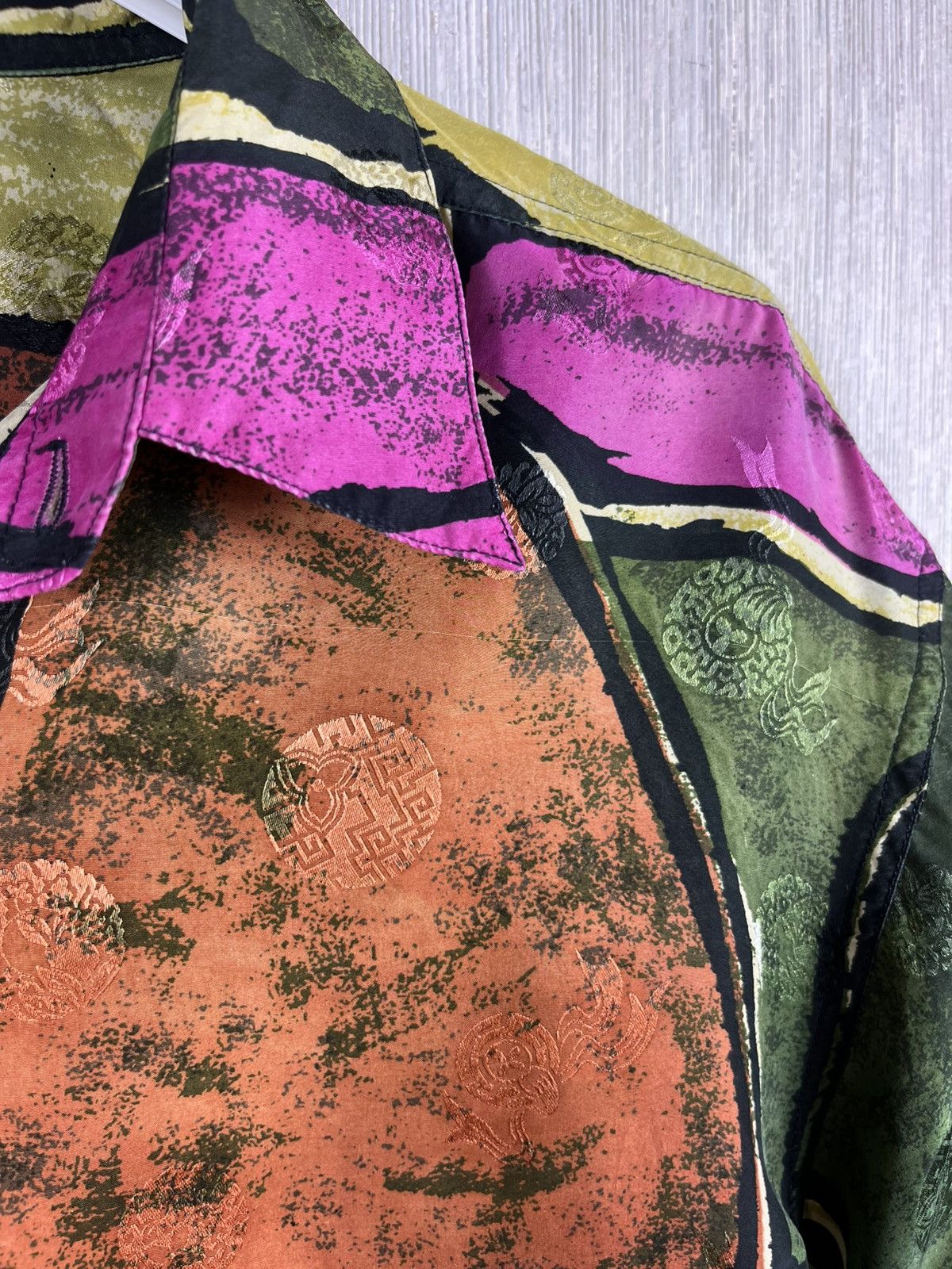 Japanese Brand Vintage Eagle & Dragon patterned crazy silk shirt Japanese Size US M / EU 48-50 / 2 - 8 Thumbnail