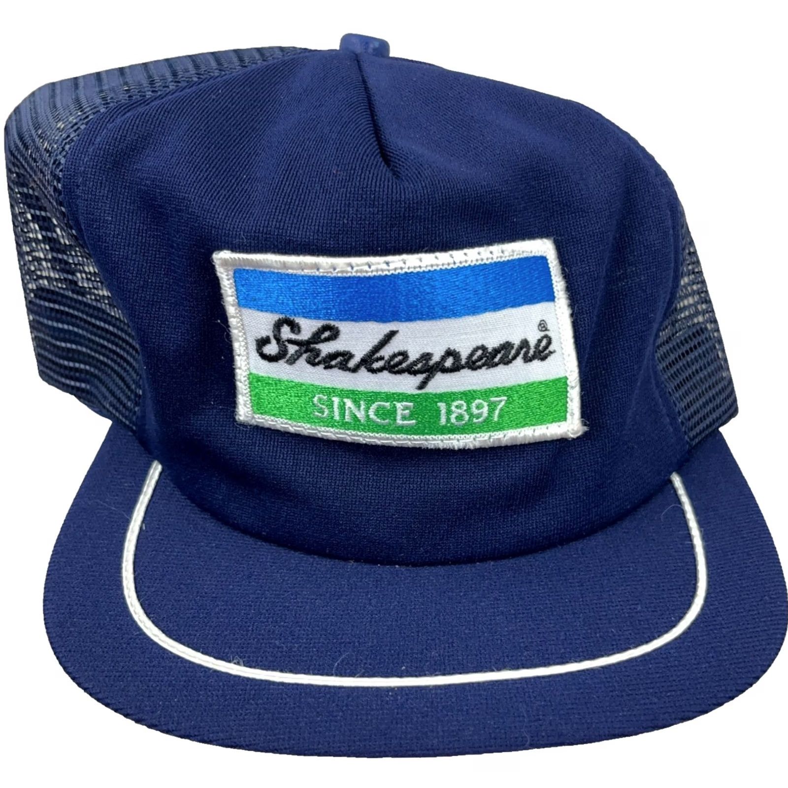 Vintage VINTAGE Shakespeare Reels Patch Trucker Hat Cap Snapback Made In USA 80s Blue Adjustable Men Hat Size ONE SIZE - 2 Thumbnail