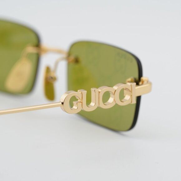 Gucci Gucci GG1808S 002 Sunglasses Gold Rectangle Frame, Green Size ONE SIZE - 5 Thumbnail
