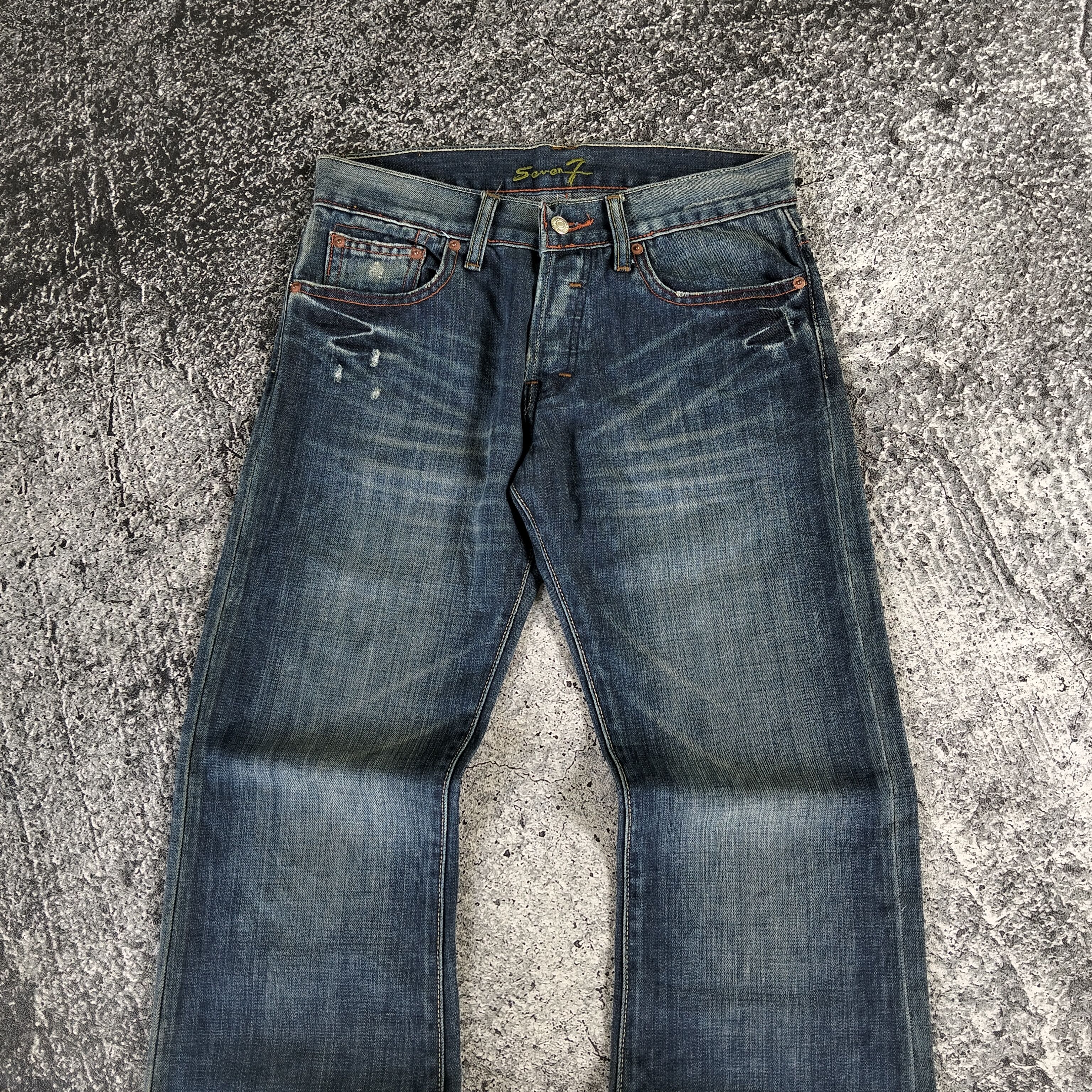 7 For All Mankind 7 For All Mankind Flared Button Fly Blue Wash Faded Jeans Size US 30 / EU 46 - 2 Thumbnail